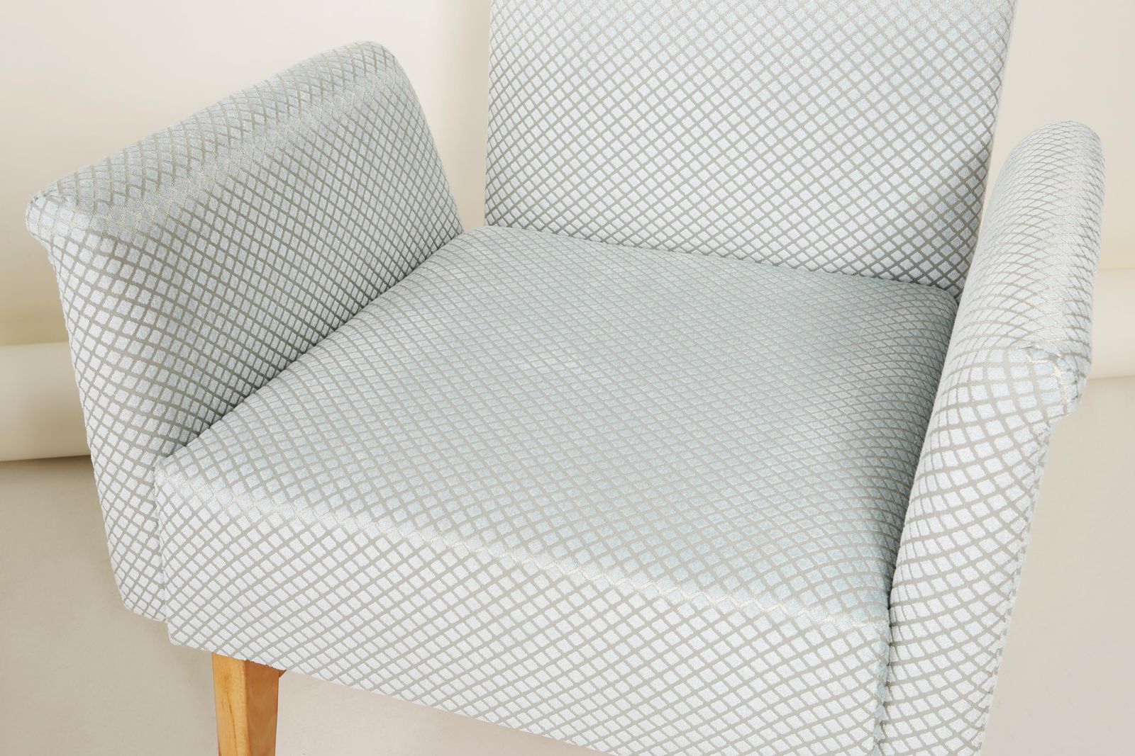 Pair Of Mid Century Modern Baby Blue Velvet Club Armchairs, 1960s photo vinterior