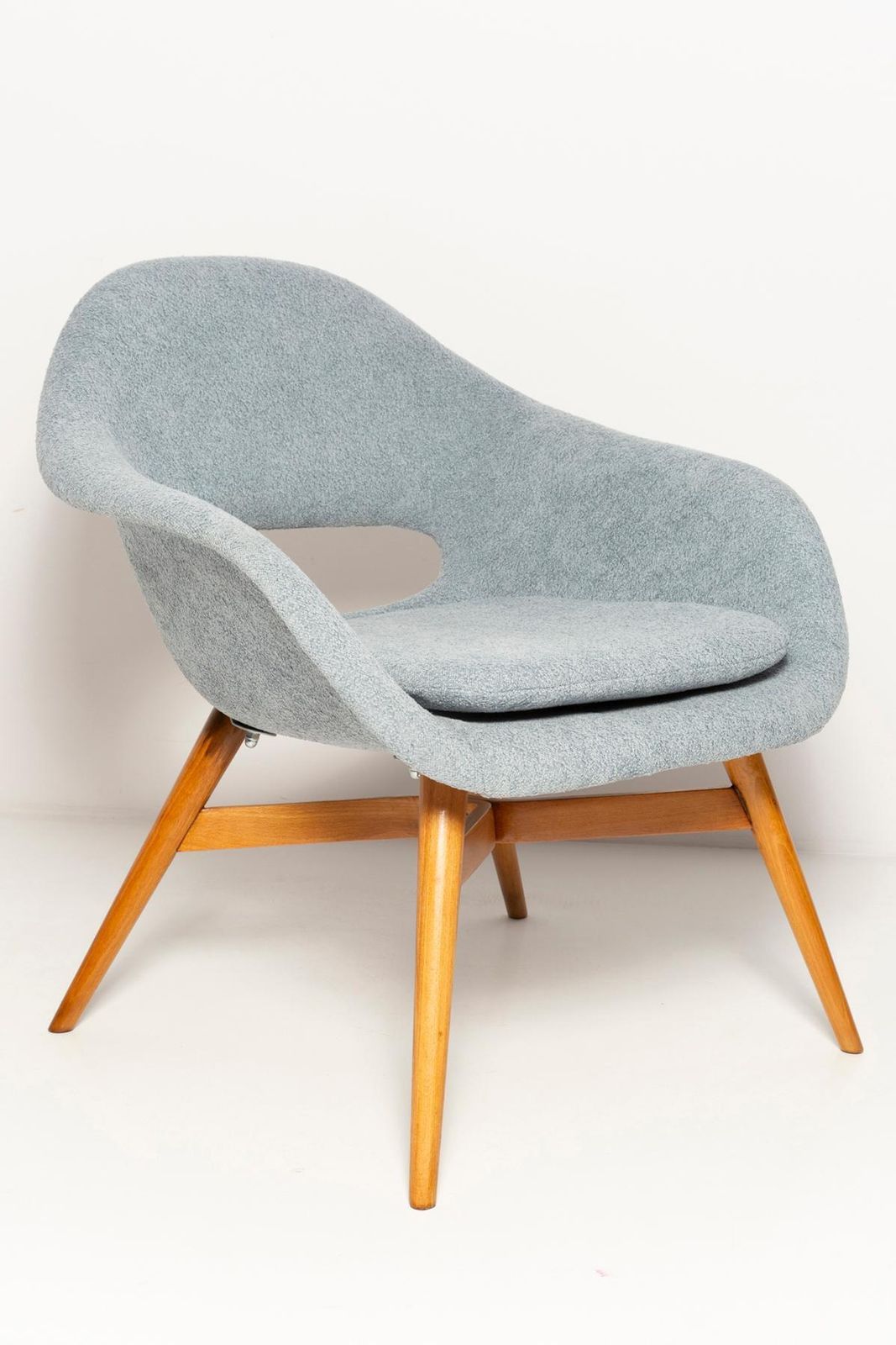 Set Of Two Mid Century Light Blue Shell Chairs, By Navratil, Czechoslovakia 1960 photo vintage