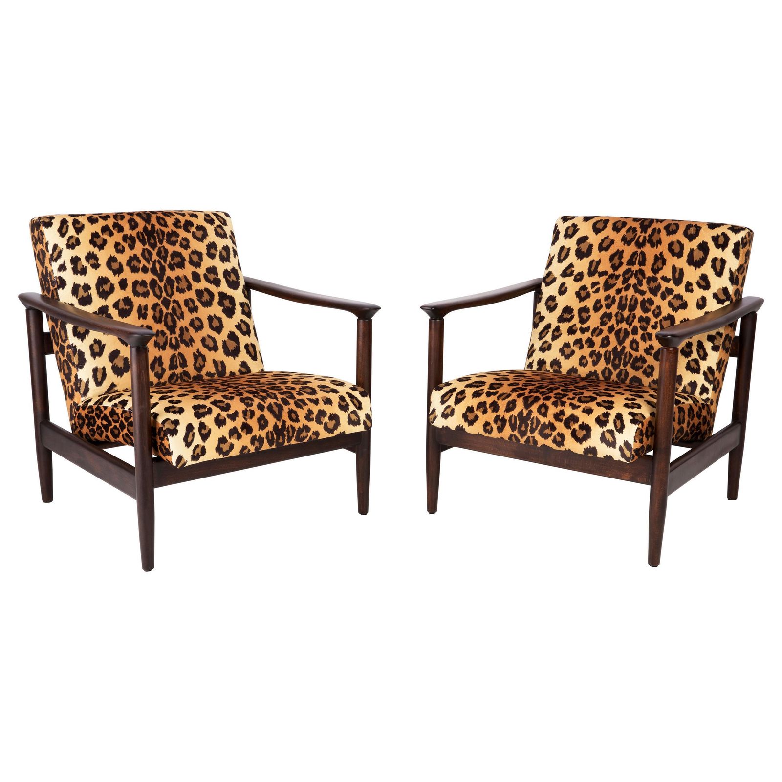 Two Leopard Velvet Armchairs, Hollywood Regency, Edmund Homa, 1960s, Poland photo furniture