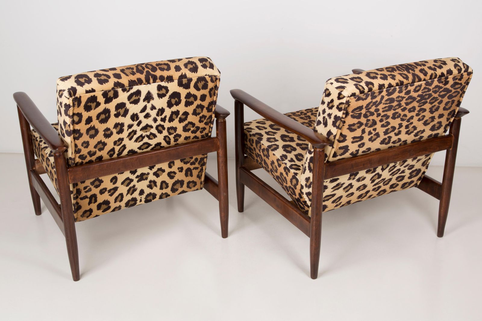Pair Of Leopard Print Velvet Armchairs, Edmund Homa, Gfm 142, 1960s, Poland photo for sale