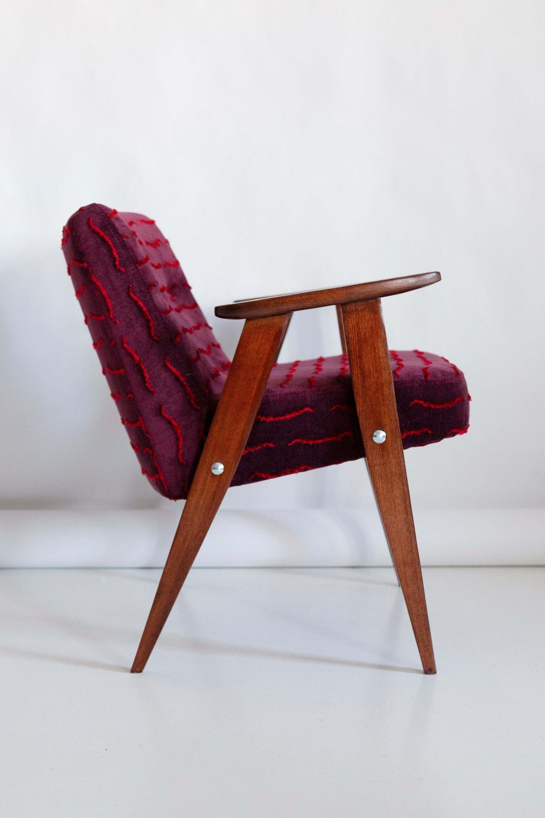 photo for sale Pair Of Mid Century 366 Armchairs, Dark Velvet, By J Chierowski, Europe, 1960s