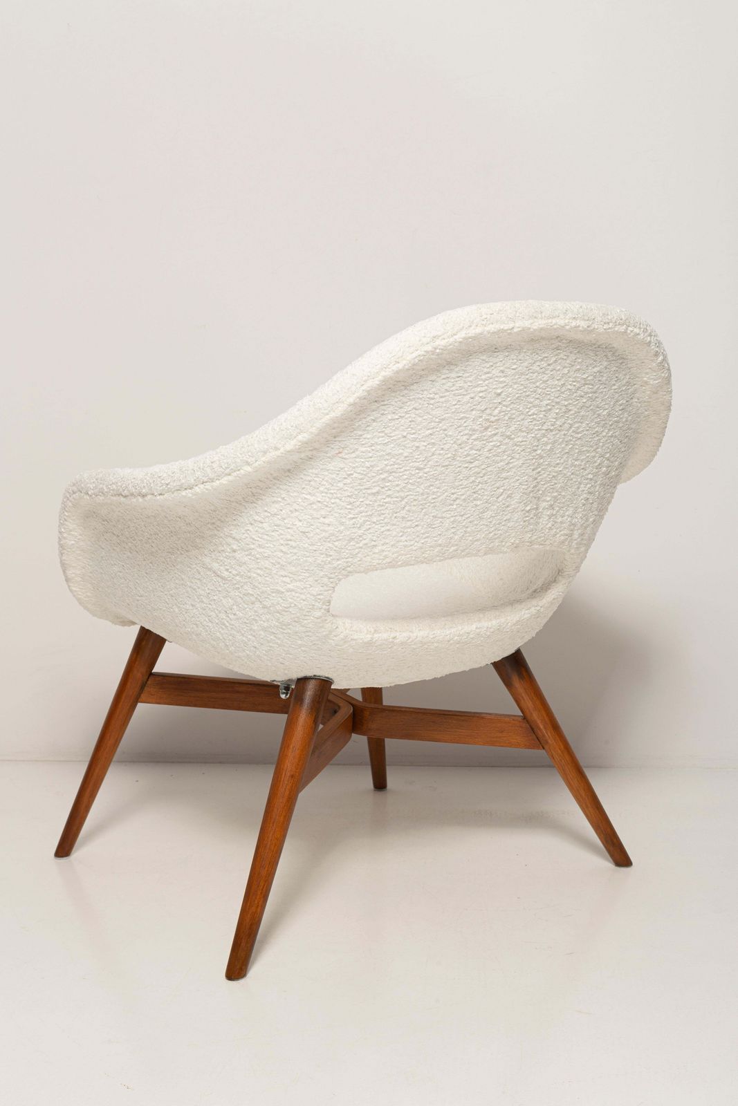 photo for sale Set Of 2 Mid Century White Boucle Shell Chairs, M Navratil, Czechoslovakia, 1960