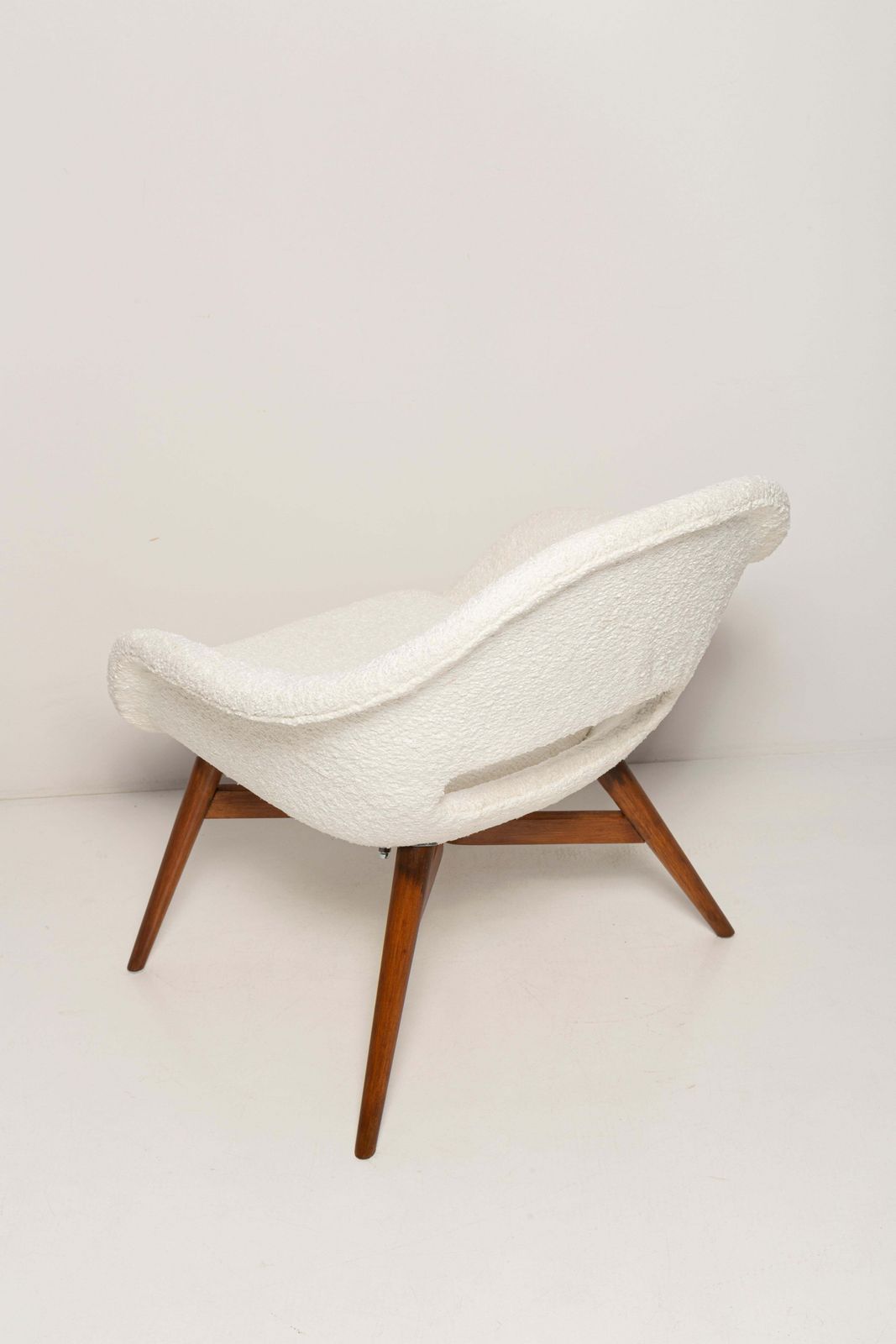 Furniture Set Of 2 Mid Century White Boucle Shell Chairs, M Navratil, Czechoslovakia, 1960 photo