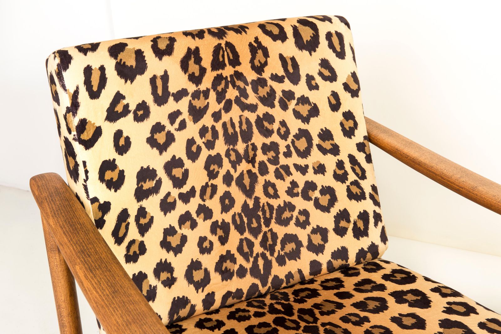 Pair Of Leopard Print Velvet Armchairs, Edmund Homa, Gfm 142, 1960s, Poland photo buy