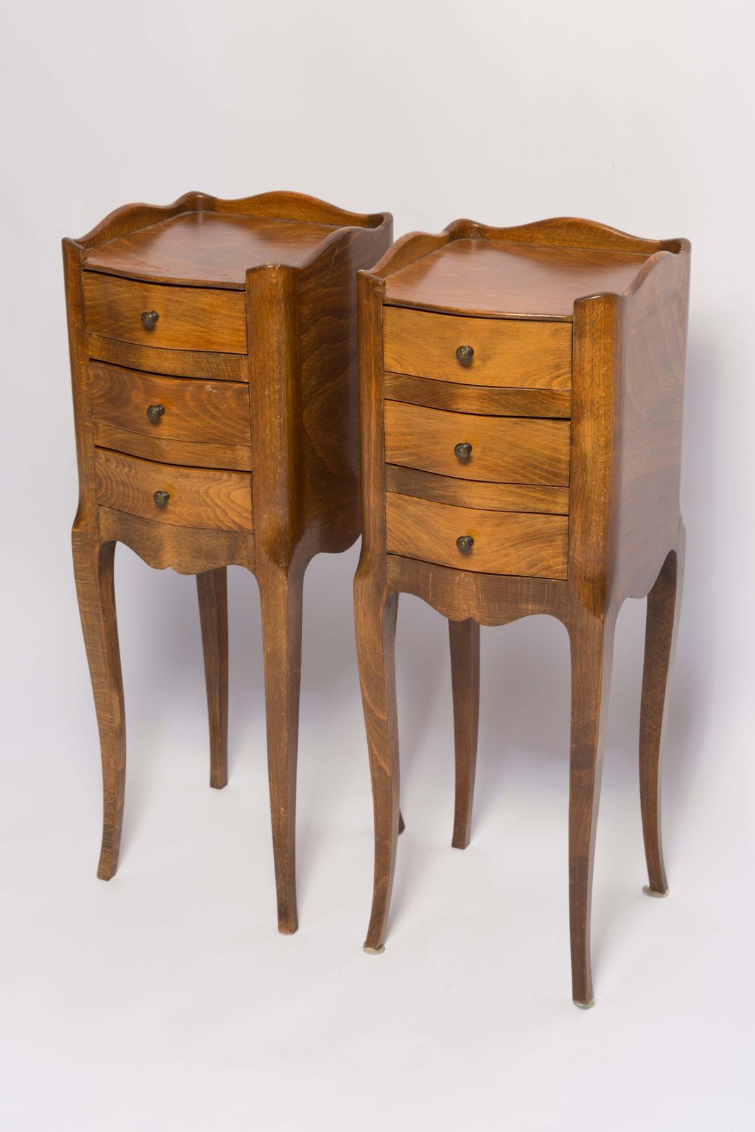 Set Of Two Mid Century Night Tables, Wood, France, 1960s photo vinterior