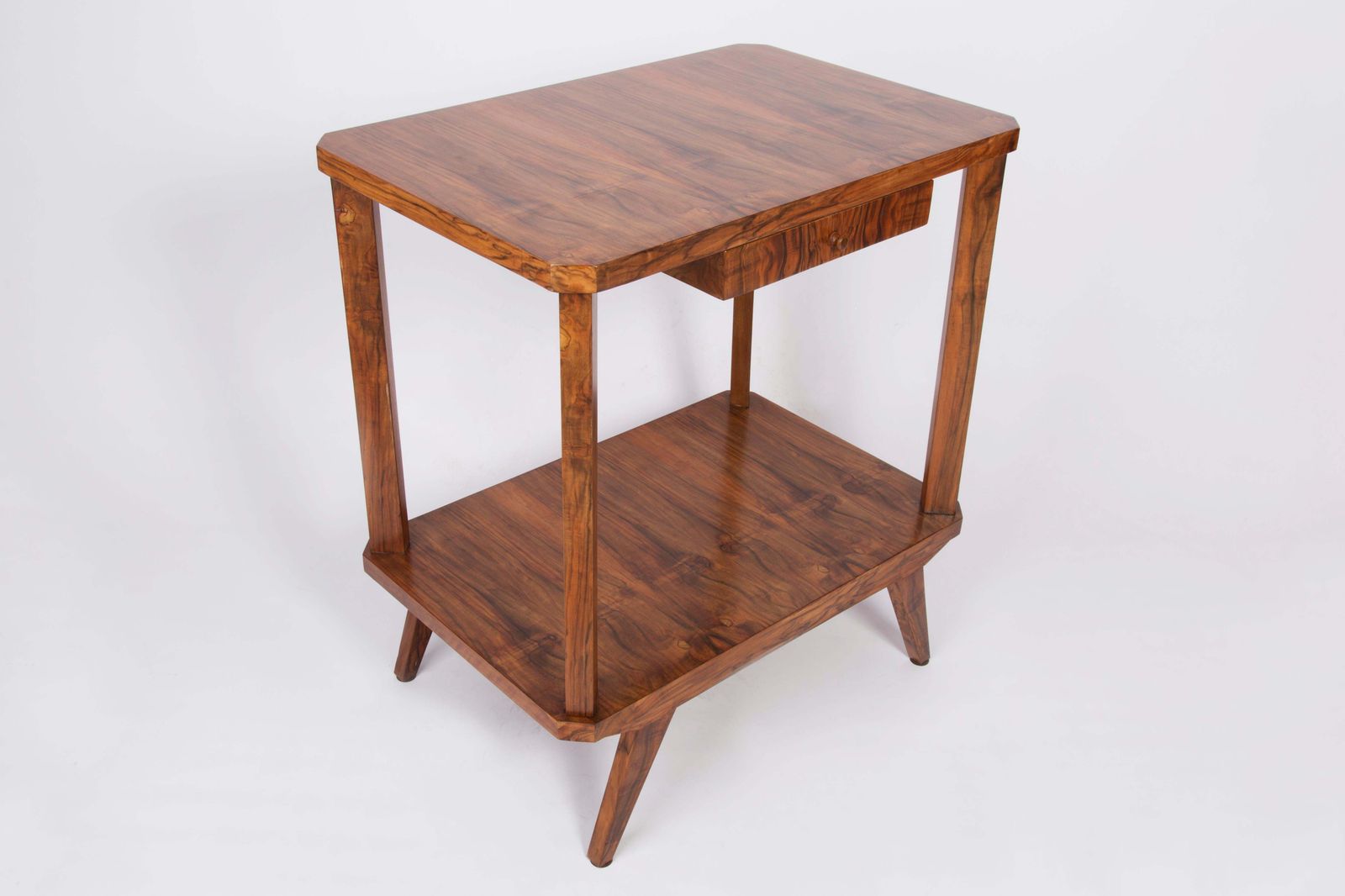 Furniture Mid Century Modern Vintage Tv Side Table, Beechwood, Poland, 1960s photo