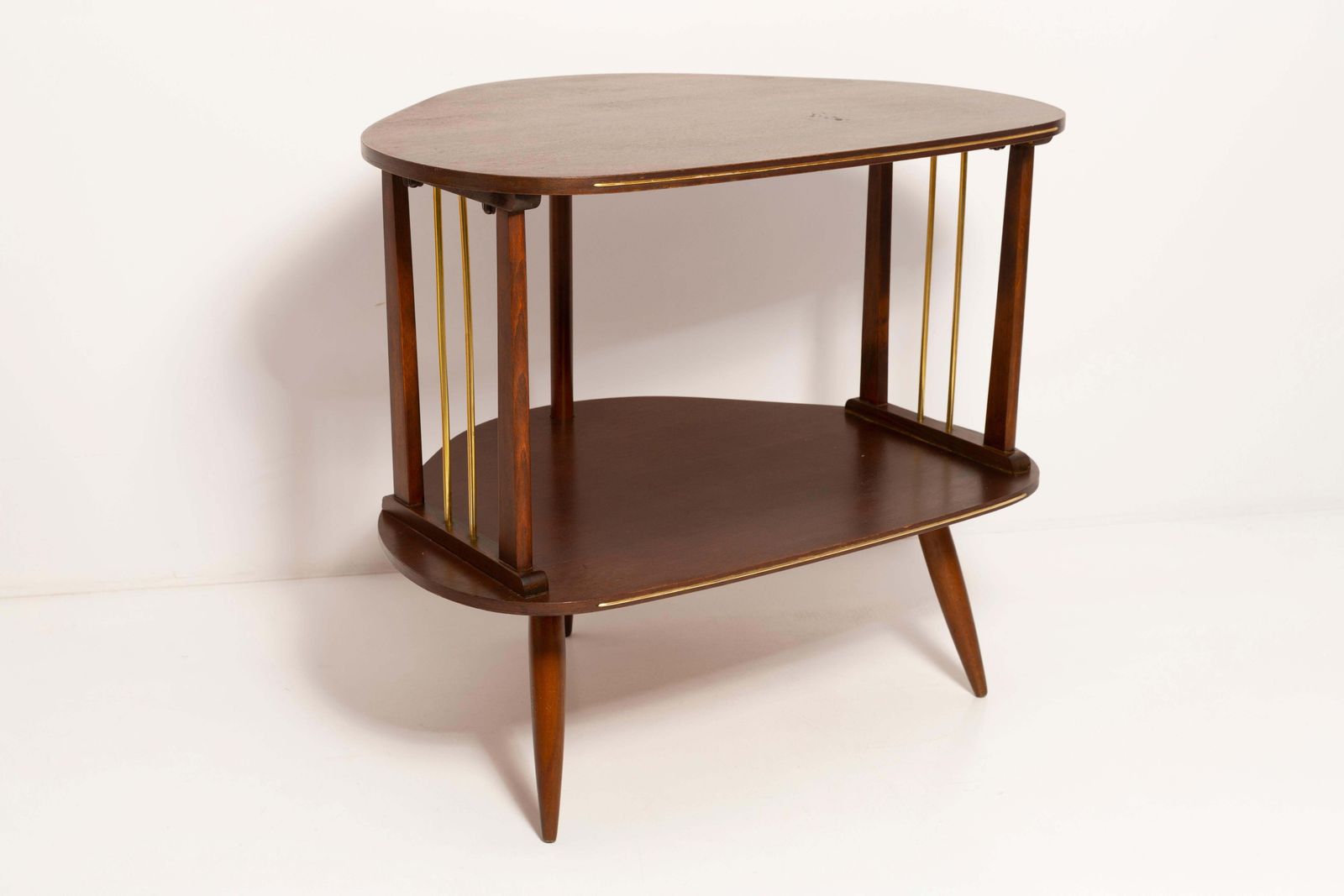 Mid Century Modern Vintage Tv Side Table, Beechwood, Poland, 1960s photo for sale