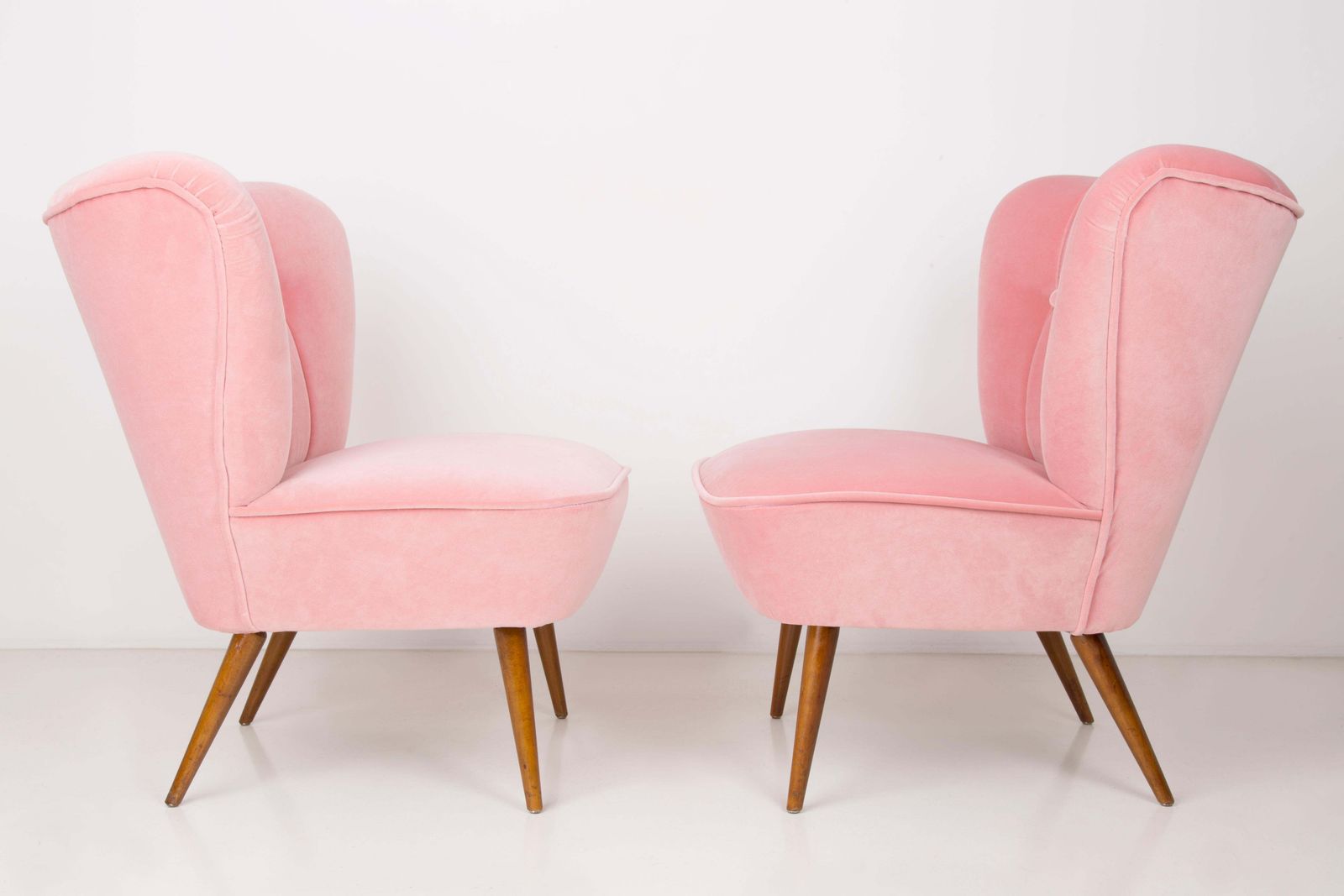 Paar Duitse Mid Century Clubfauteuils In Babyroos Velvet, Jaren 1960 photo for sale