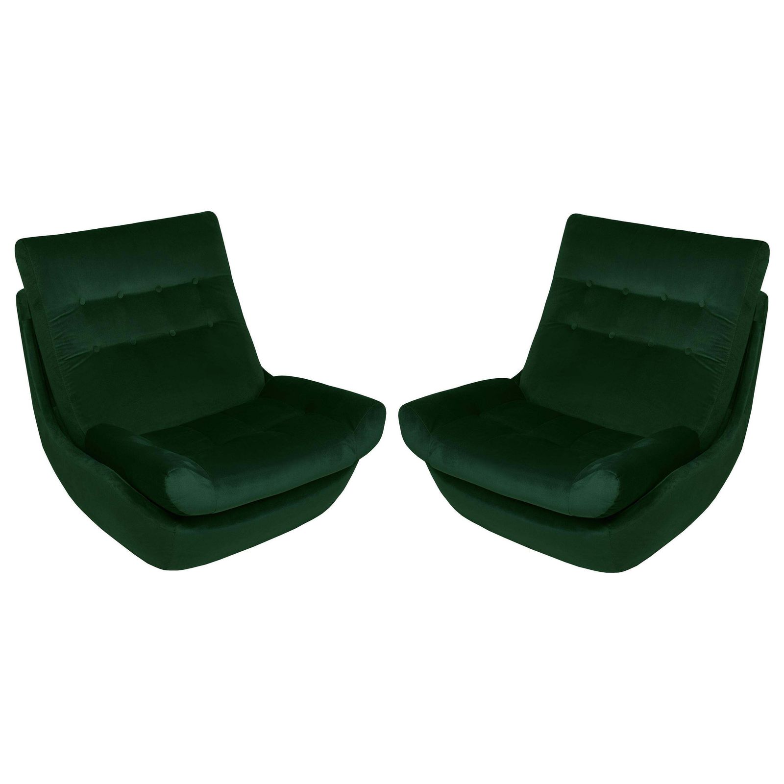 Set Of Two 20th Century Vintage Green Velvet Giant Atlantis Armchairs, 1960s