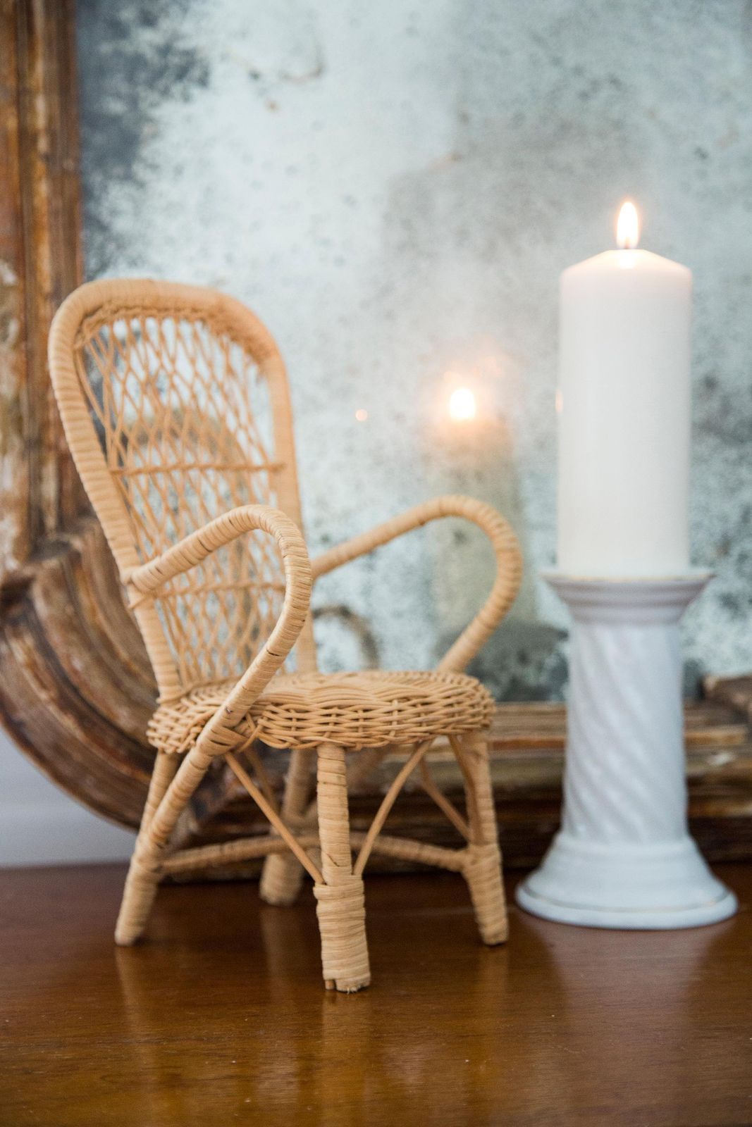Midcentury Wood Brown Chair Decorative Sculpture Candlestick, France, 1960s photo for sale
