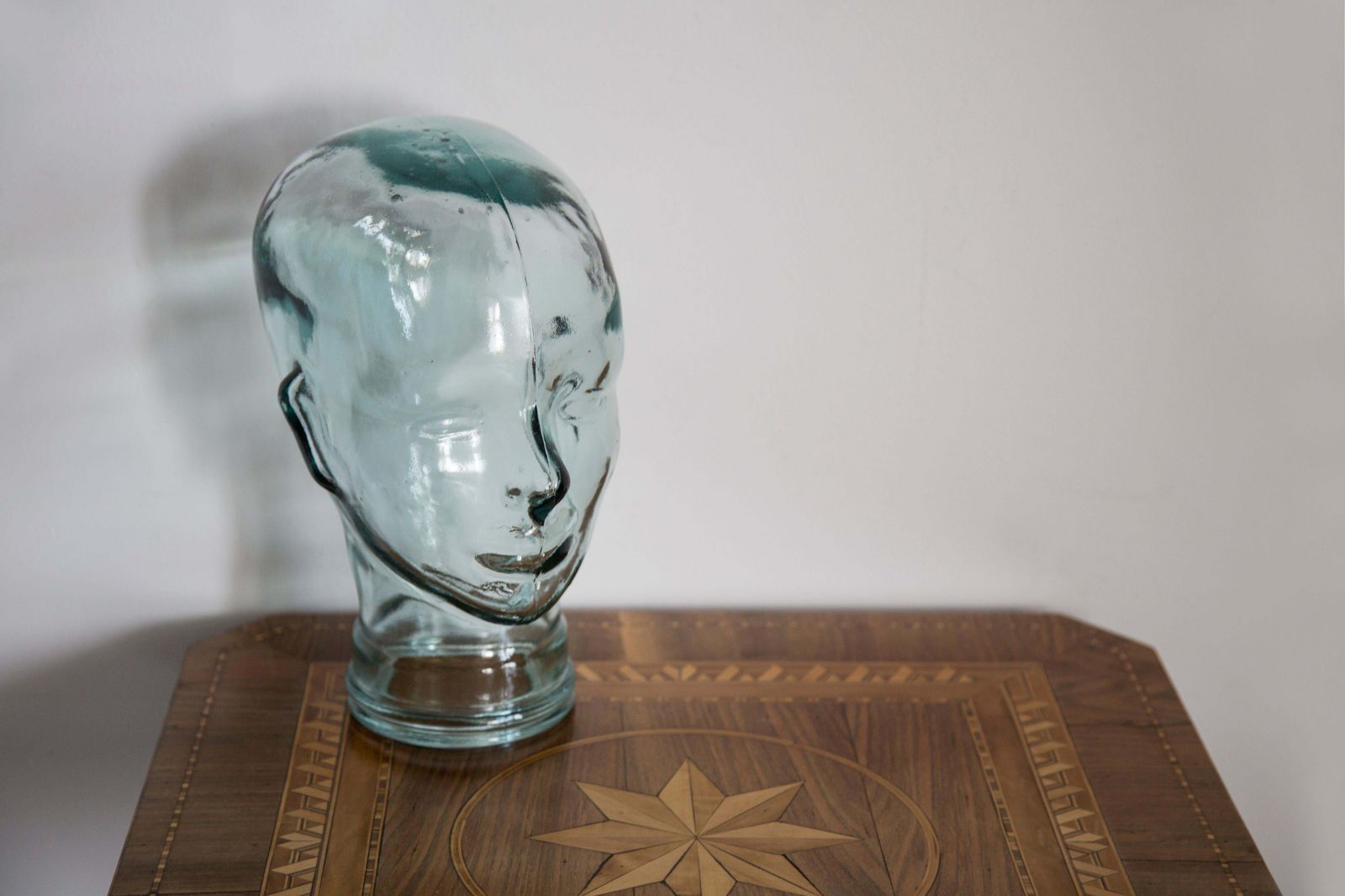 Transparant Vintage Decoratief Glazen Hoofdsculptuur, Ca. Jaren 1970, Duitsland photo Kunst