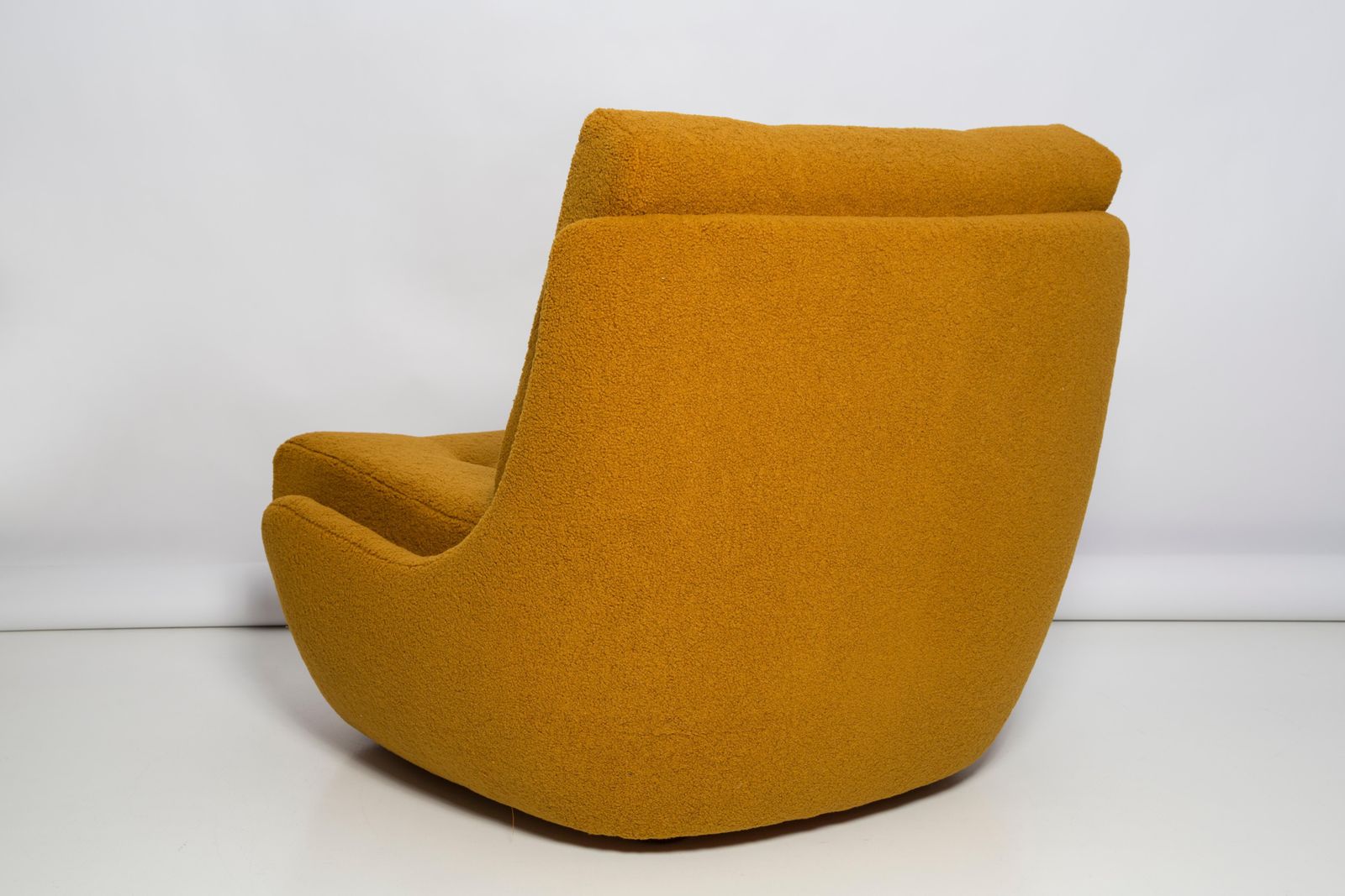 Pair Of Mid Century Vintage Ochre Yellow Boucle Atlantis Big Armchairs, 1960s photo vinterior