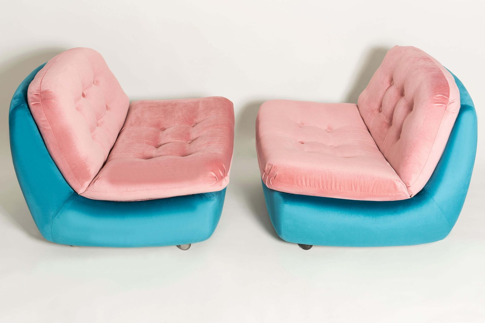 Set Of Two 20th Century Vintage Pink And Blue Atlantis Armchairs, 1960s photo for sale