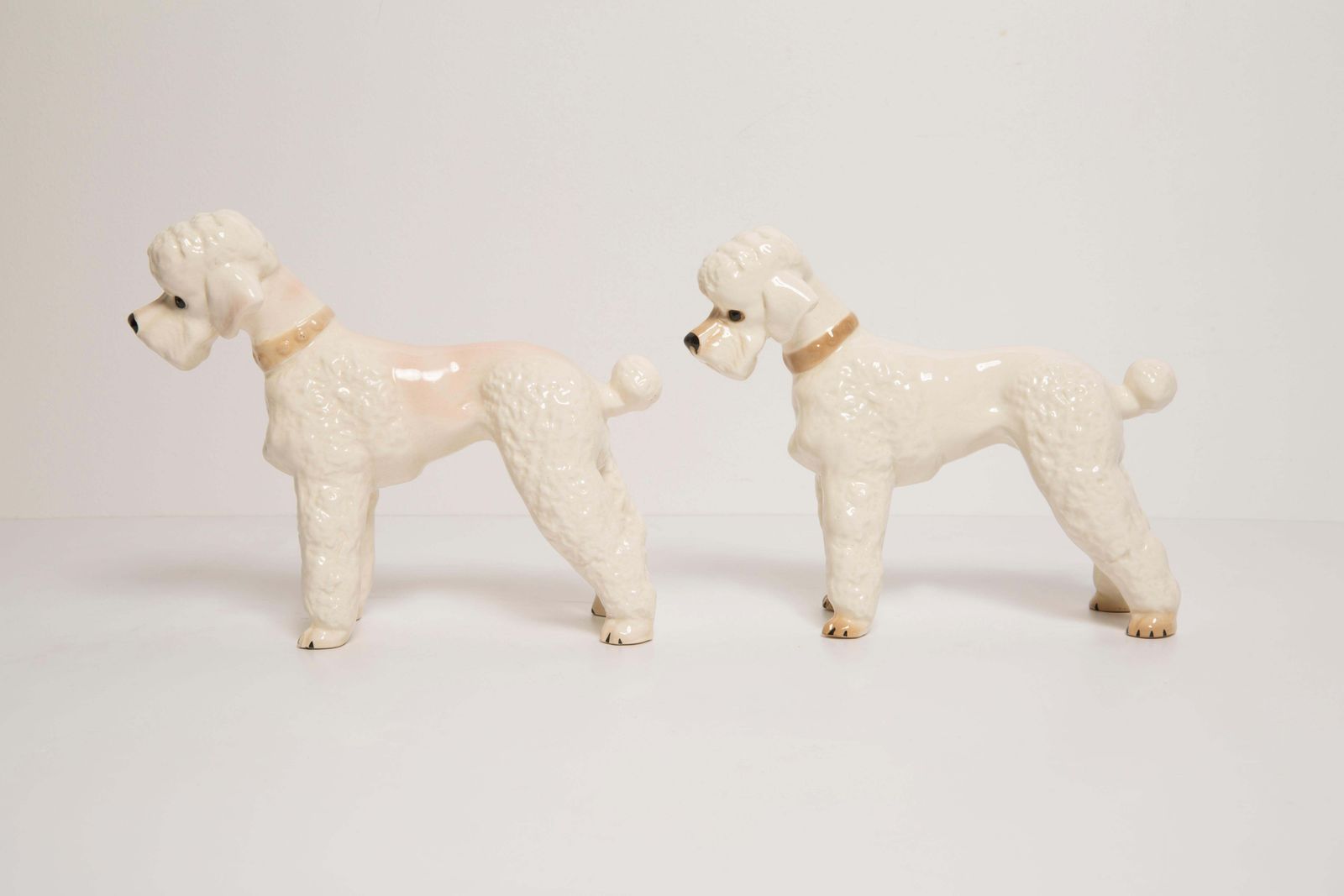 Pair Of Mid Century White Poodle Dogs Sculptures, Italy, 1960s photo Art