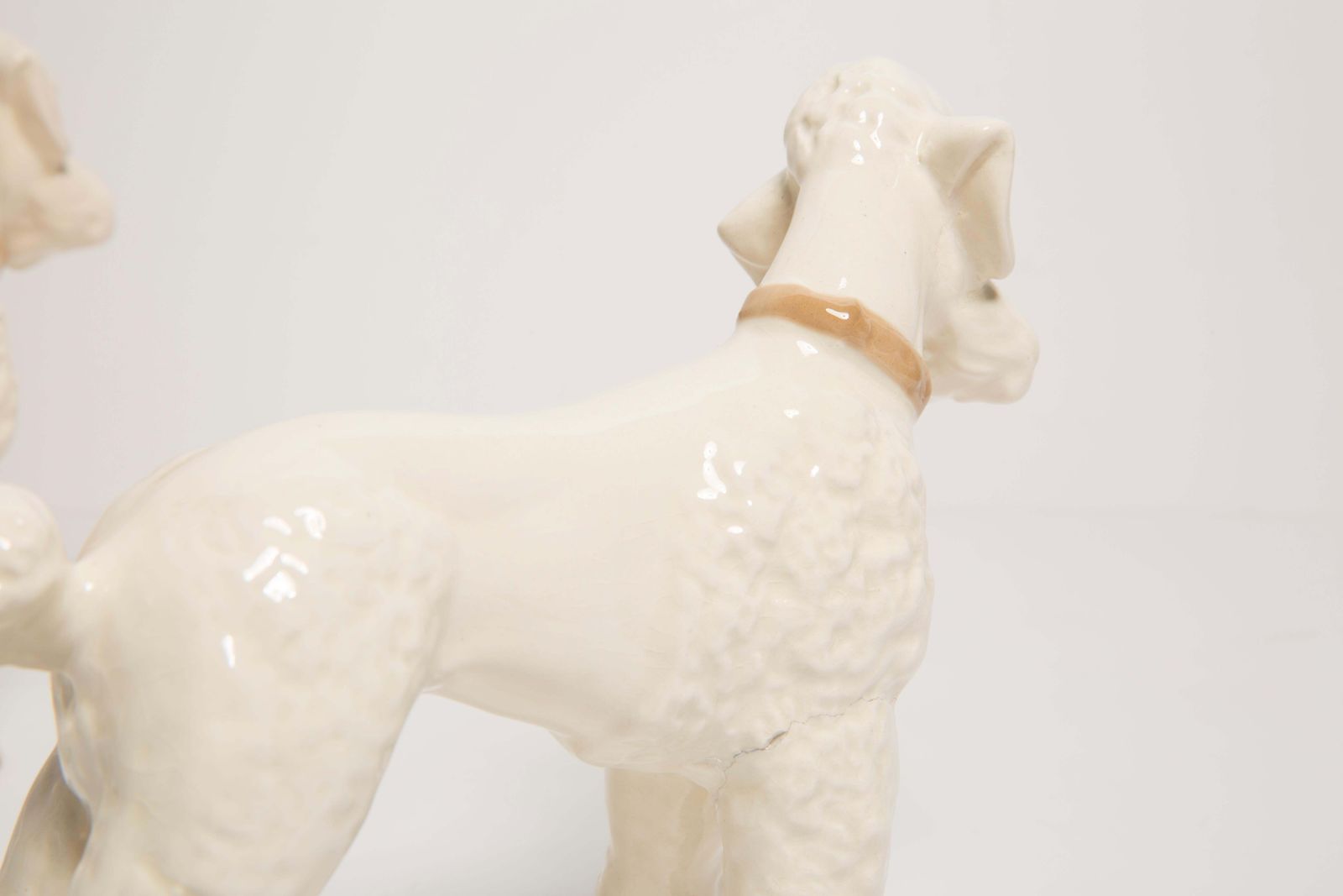 Pair Of Mid Century White Poodle Dogs Sculptures, Italy, 1960s photo vinterior