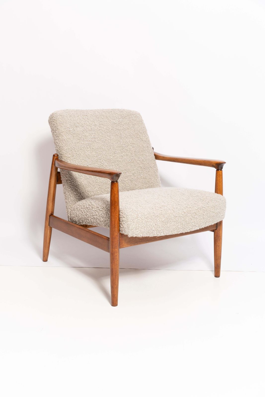 Midcentury Gray Alpaca Wool Armchairs And Stools, Edmund Homa, Poland, 1960s photo Furniture