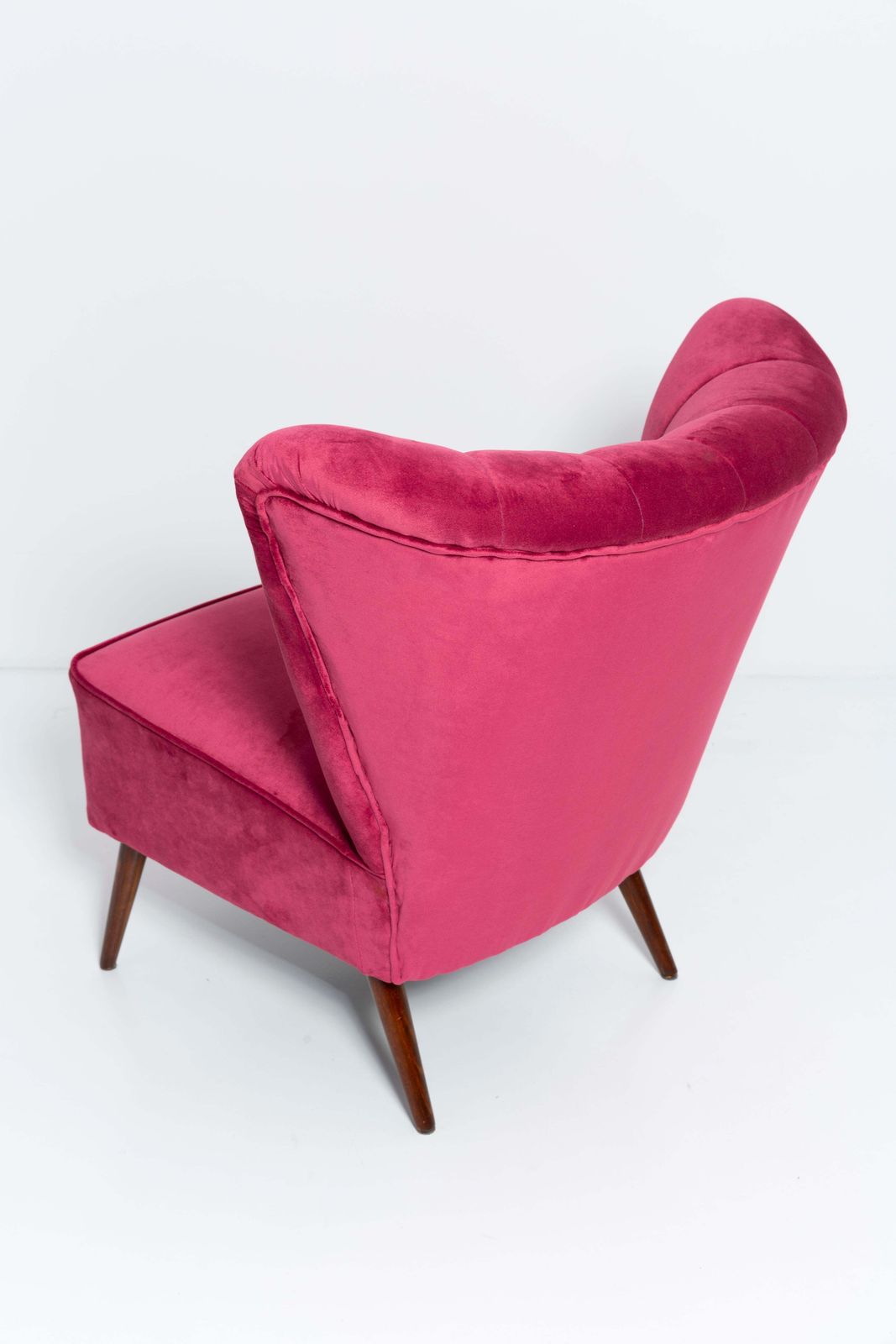 Furniture Set Of Six Midcentury Pink Magenta Velvet Club Armchairs, Europe, 1960s photo