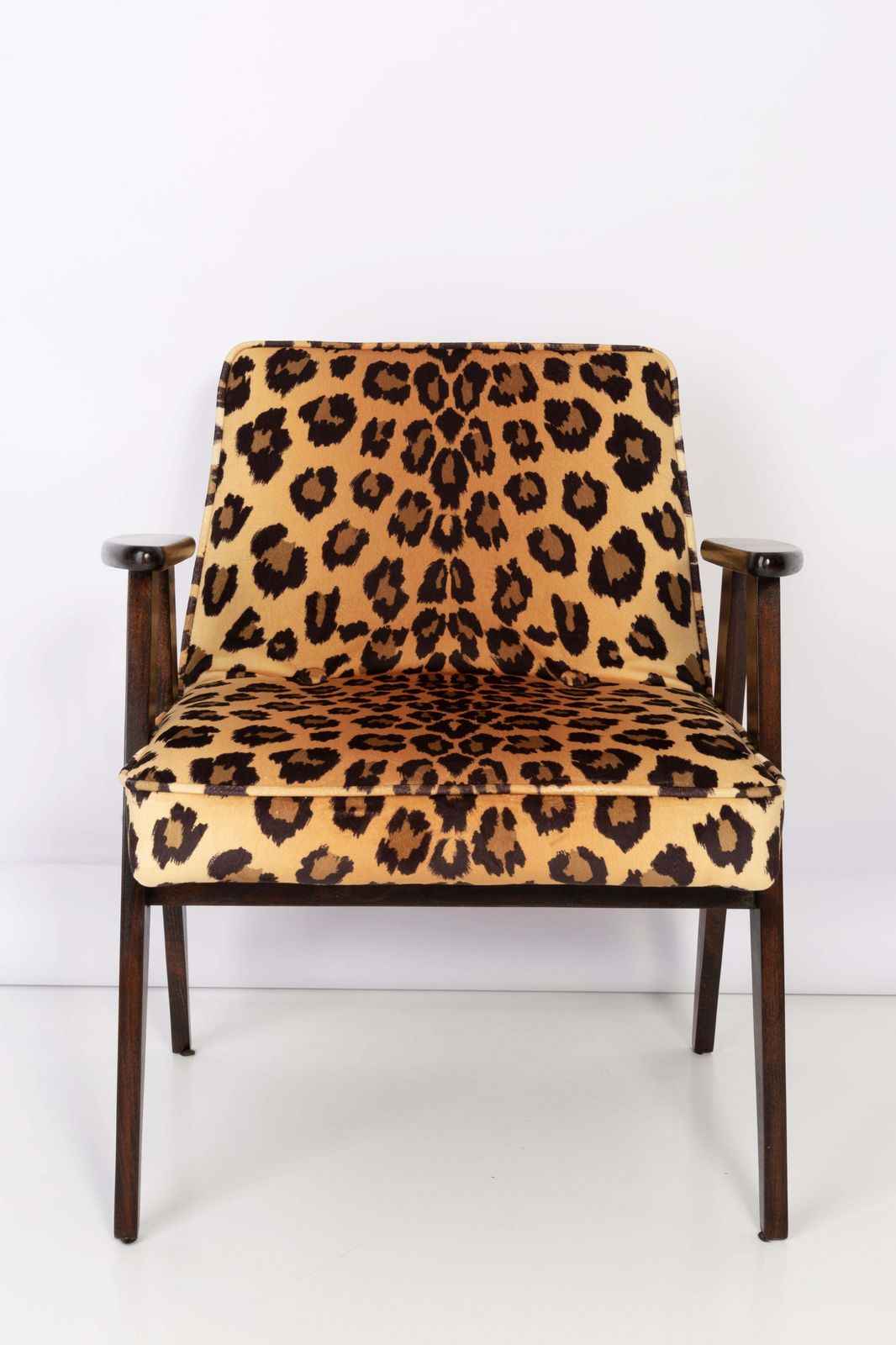 Eight Midcentury 366 Armchairs In Leopard Print Velvet, Jozef Chierowski, 1960s photo 6803.0
