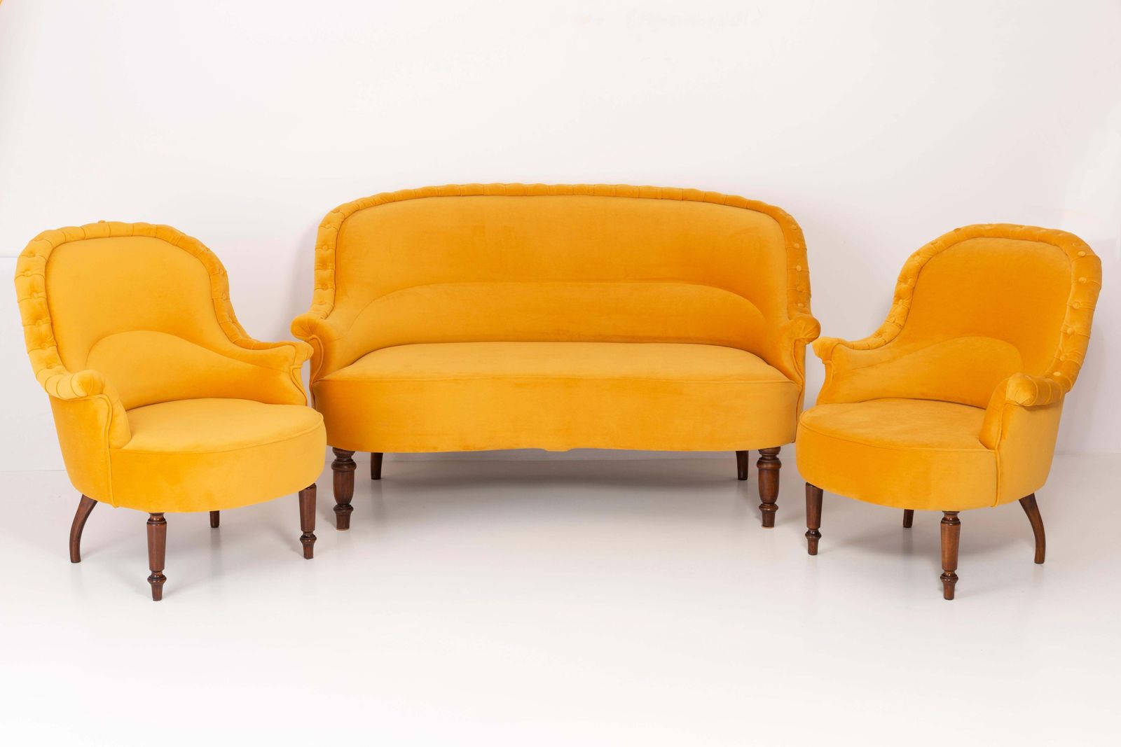 photo vintage Salon Set Louis XVI Style Yellow Mustard, 1930s, Germany
