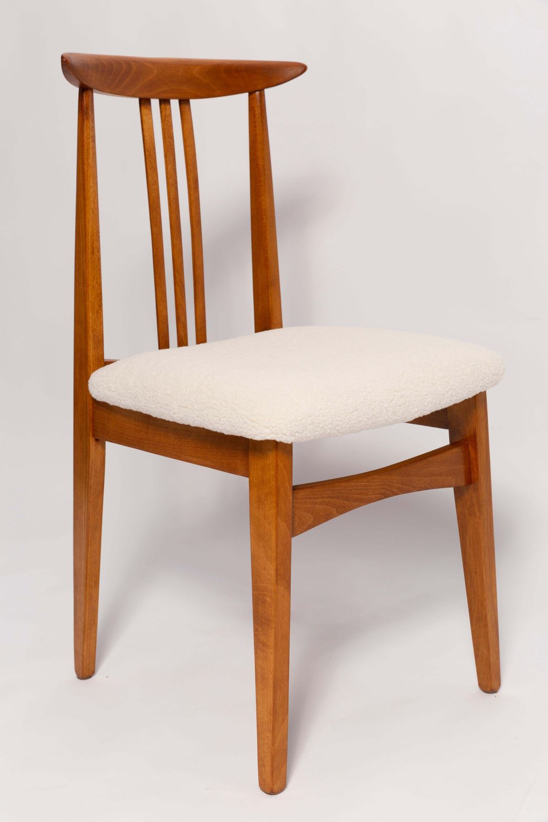 Mid Century Cream Ivory Boucle Chair, Designed By M. Zielinski, Europe, 1960s photo furniture