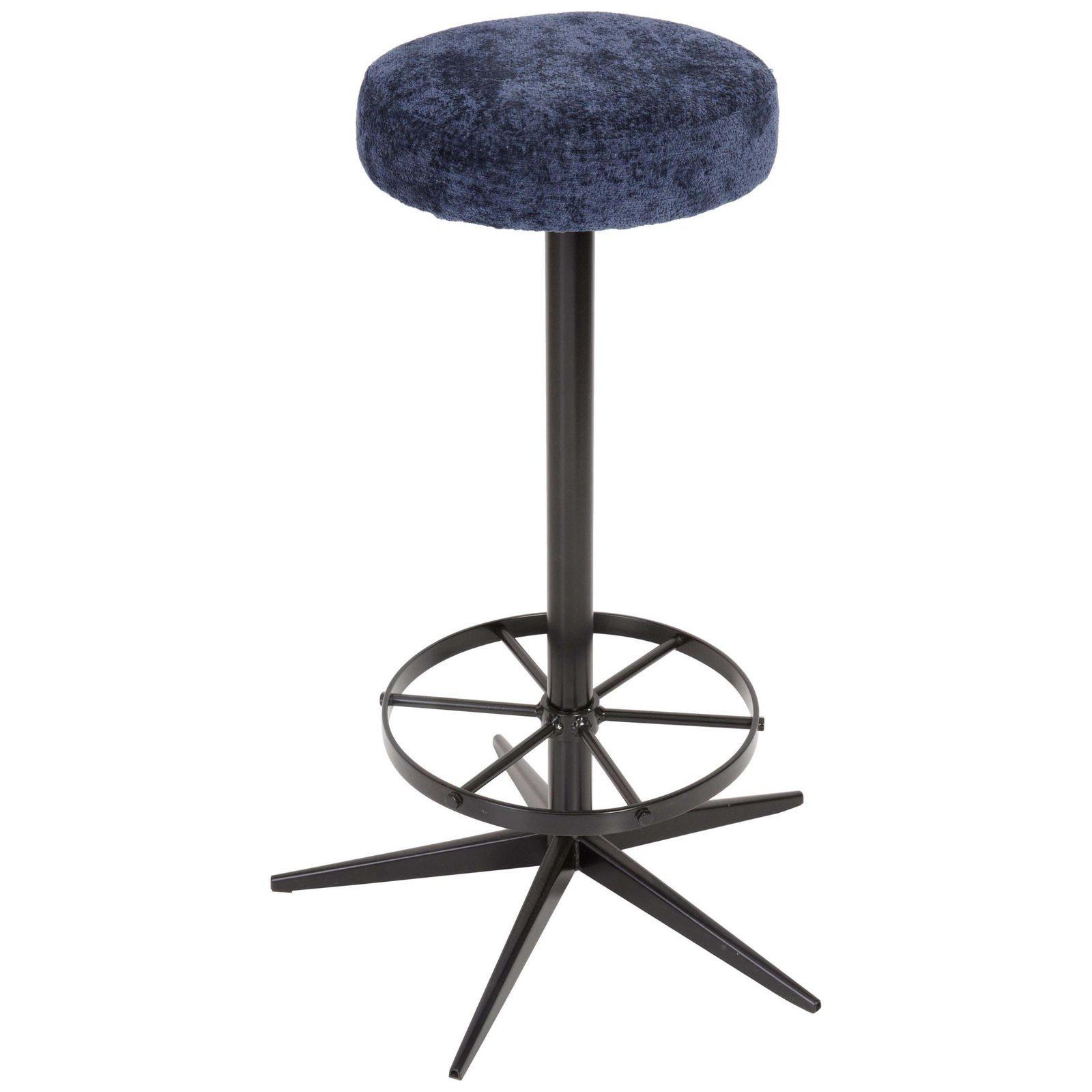 Mid Century Modern Navy Blue Bar Stool, 1960s