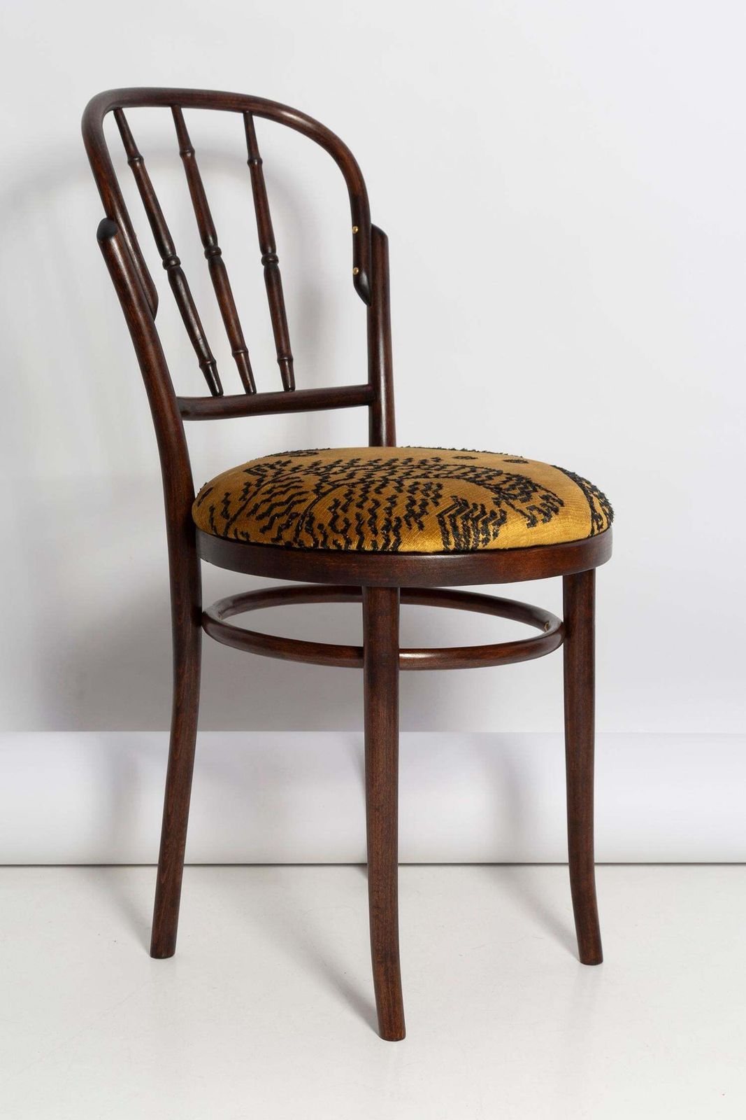 Mid Century Beige Tiger Dedar Velvet Vintage Chair, Fameg Factory, Poland, 1960s photo for sale