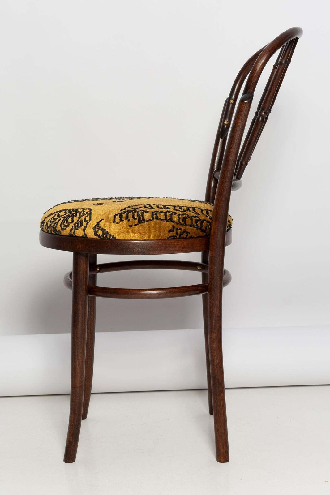 Mid Century Beige Tiger Dedar Velvet Vintage Chair, Fameg Factory, Poland, 1960s photo 578.0