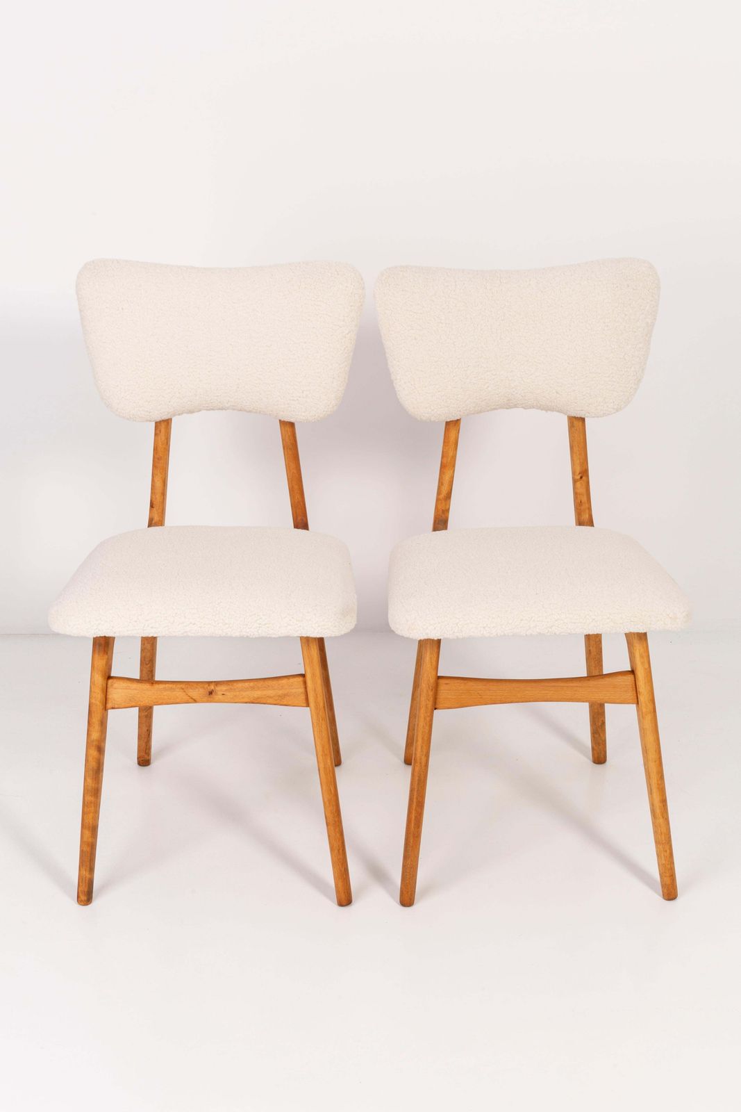 Set Of Two 20th Century Light Crème Boucle Chairs, 1960s photo for sale