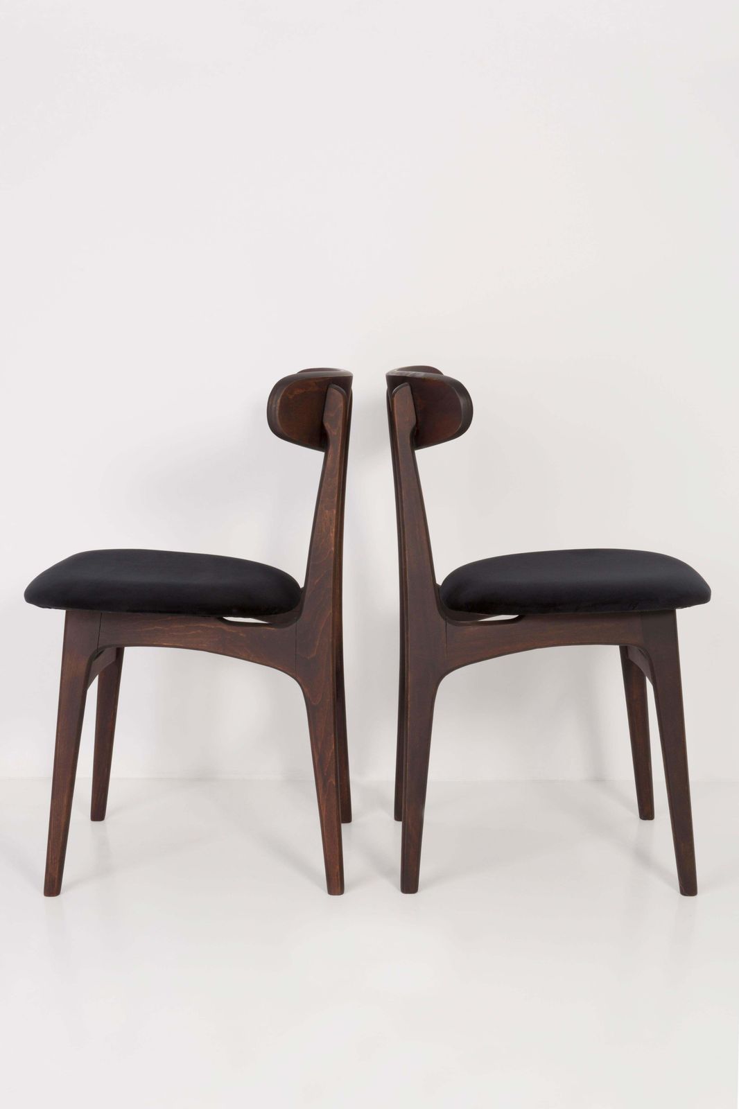 Set Of Two 20th Century Black Velvet Chairs, 1960s photo for sale