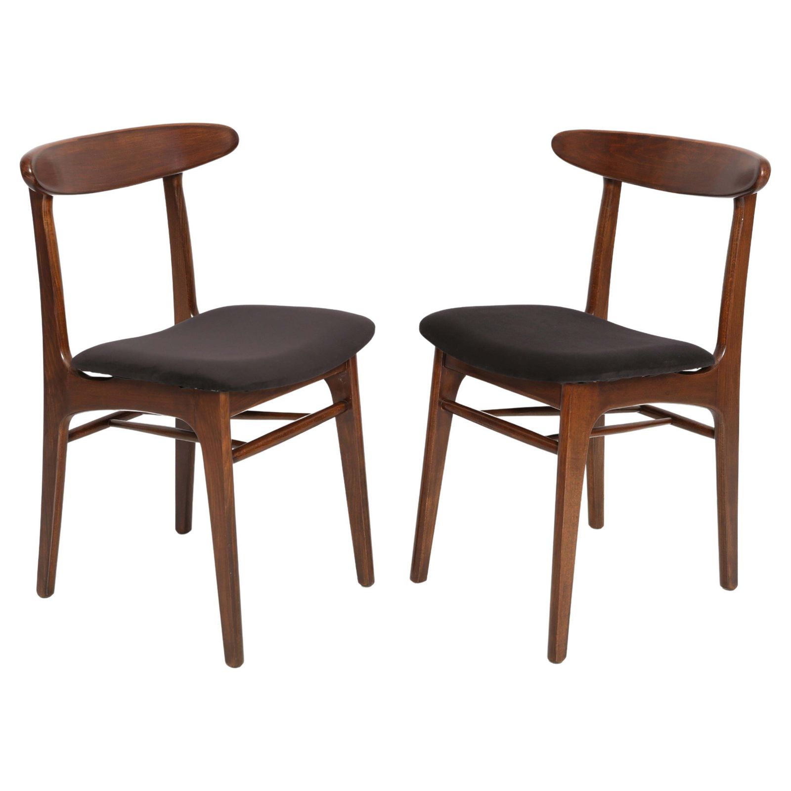 Pair Of 20th Century Black Velvet Chairs, By Rajmund Halas, Poland, 1960s
