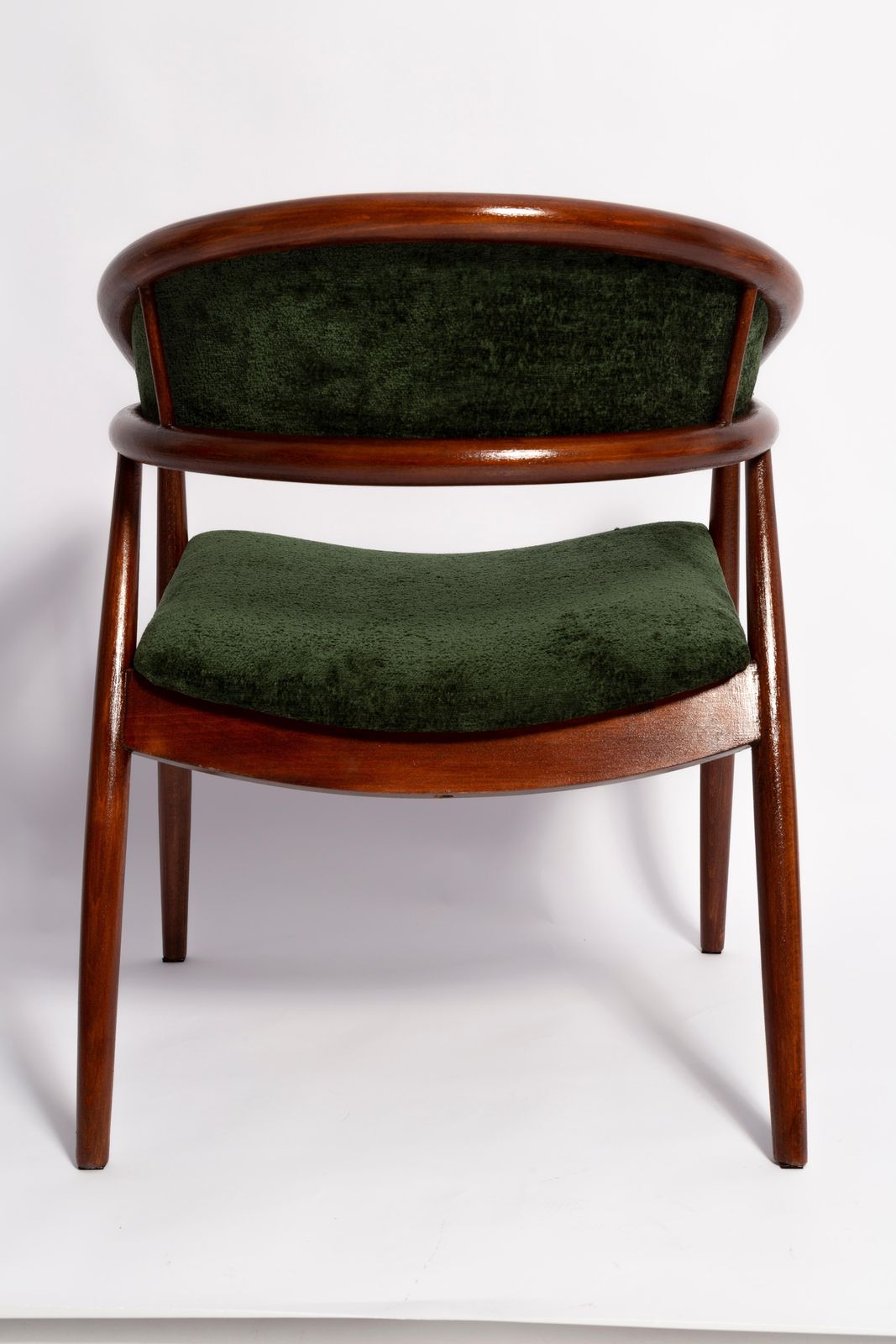 Meubels Mid Century James Mont Gebogen Beuken "King Cole" Fauteuil, Donkergroen Fluweel, Jaren 1960 photo