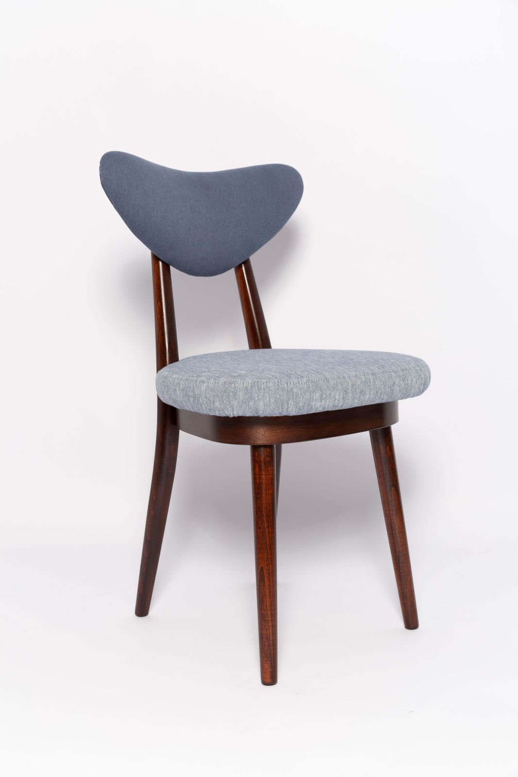 Set Of Six Midcentury Light And Medium Blue Denim Heart Chairs, Europe, 1960s photo vinterior