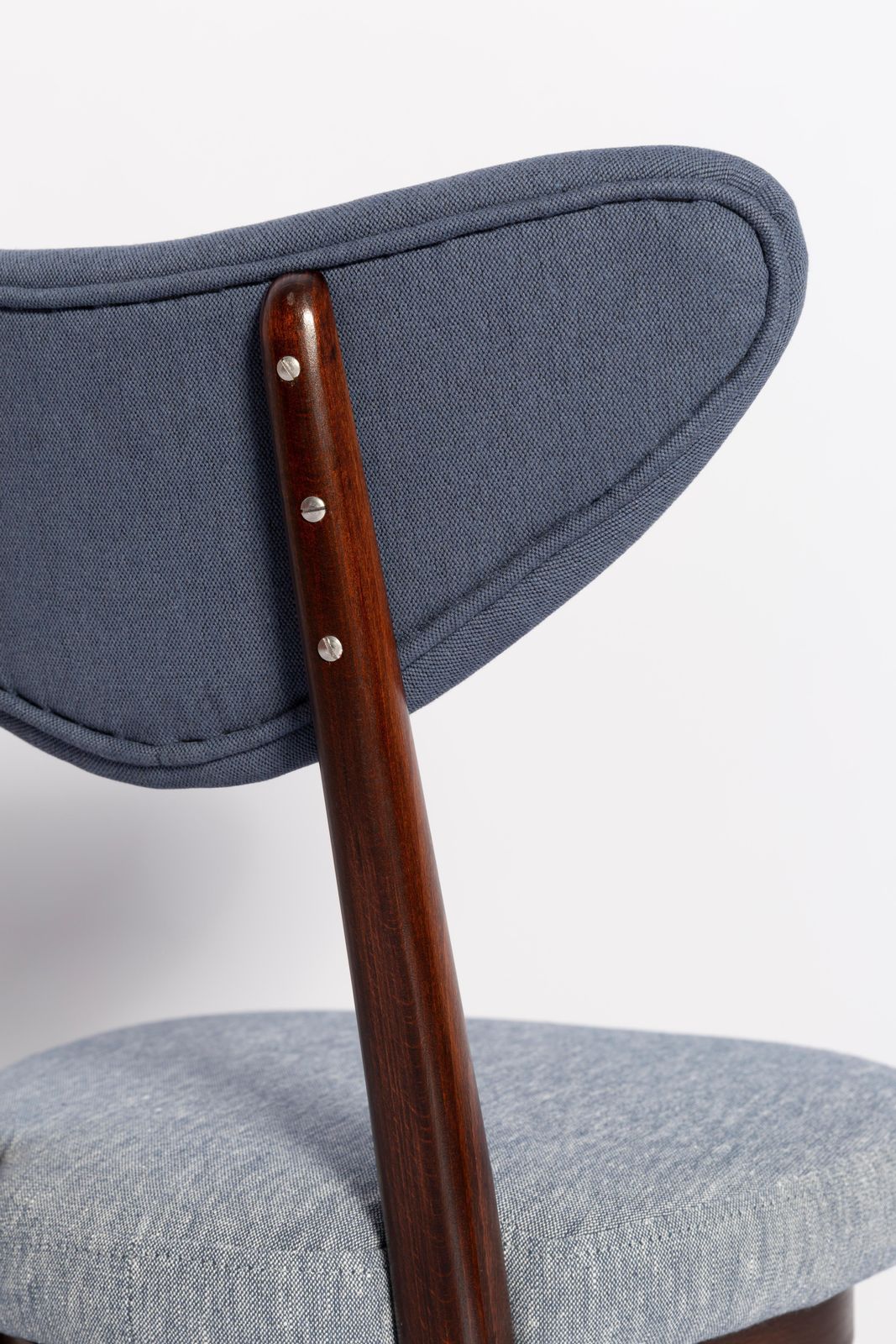 photo furniture Set Of Six Midcentury Light And Medium Blue Denim Heart Chairs, Europe, 1960s