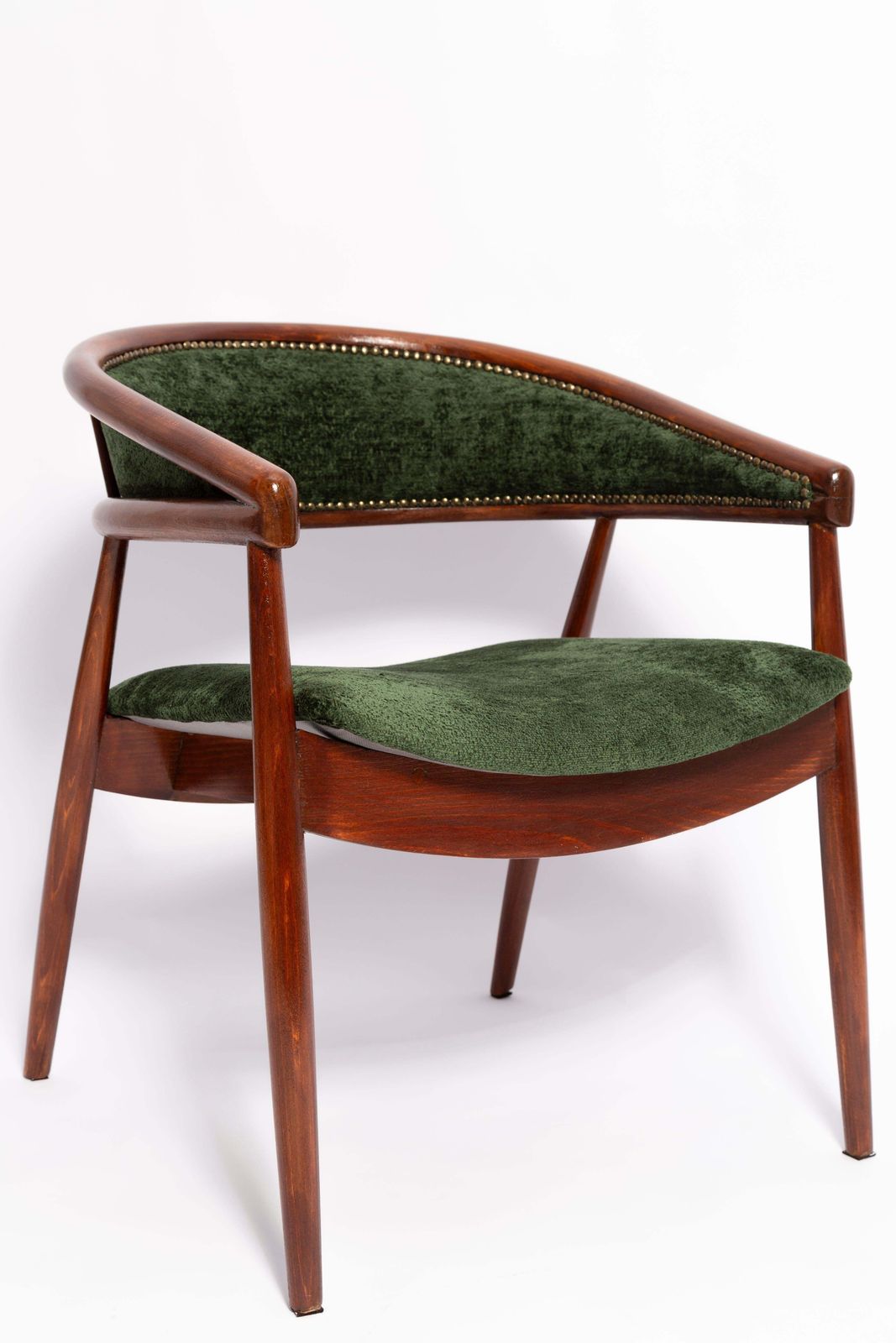 Set Of Two Mid Century James Mont King Cole Armchairs, Dark Green Velvet, 1960s photo for sale