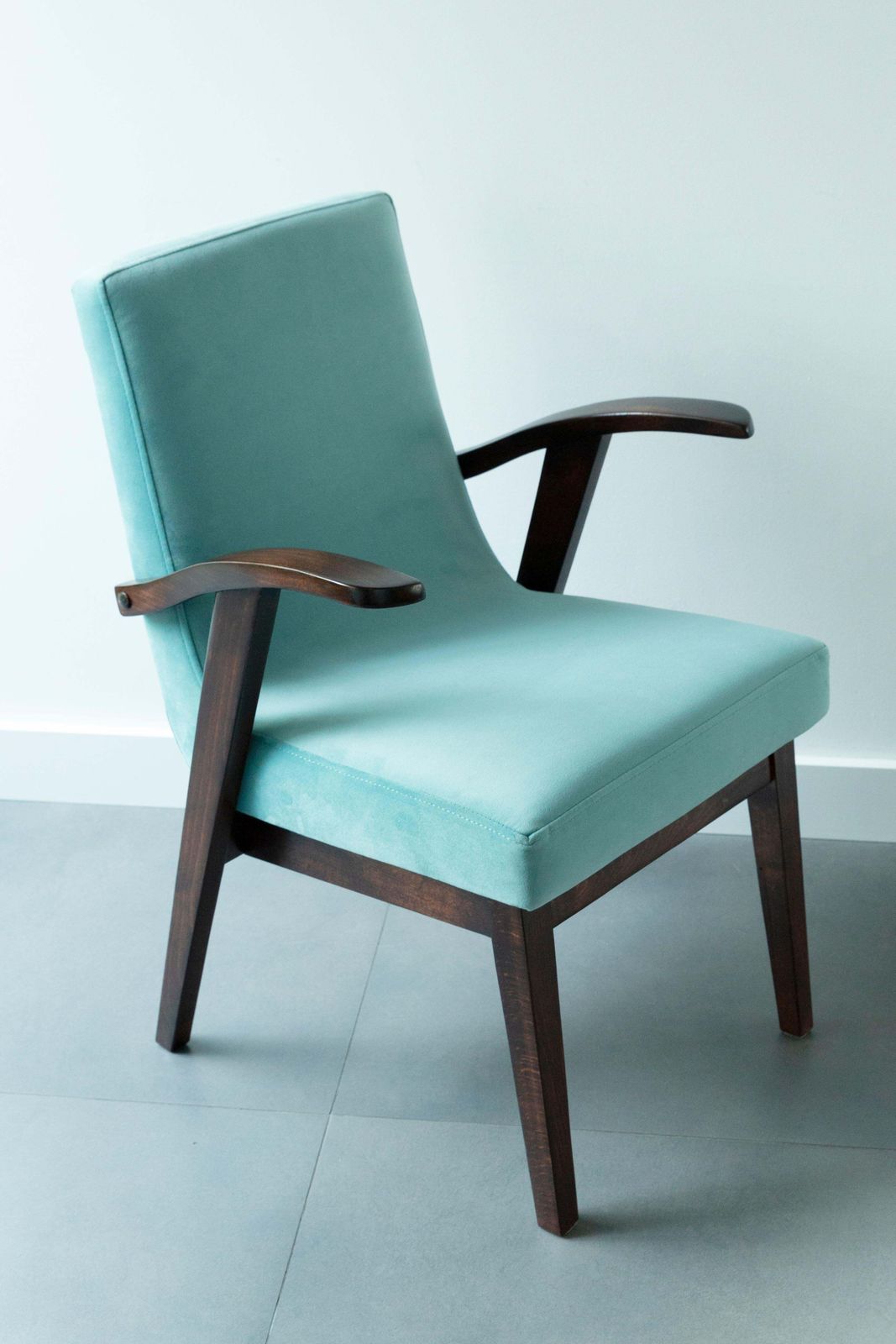 Set Van Vier Vintage Stoelen In Pastelkleurig Fluweel Van Mieczyslaw Puchala, Jaren 1960 photo vinterior