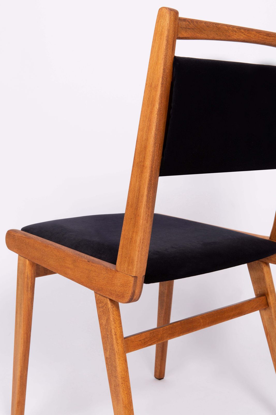Set Of Eight 20th Century Black Velvet Chairs, Poland, 1960s photo buy