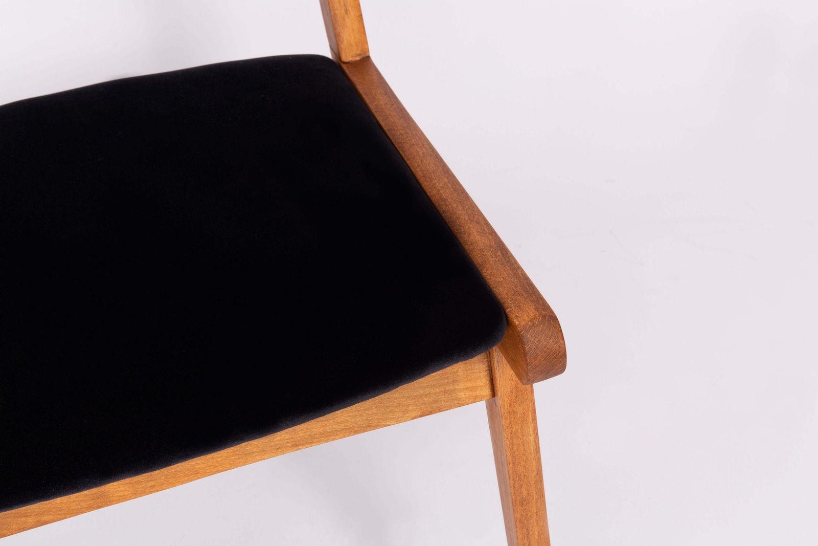 Set Of Eight 20th Century Black Velvet Chairs, Poland, 1960s photo vintage