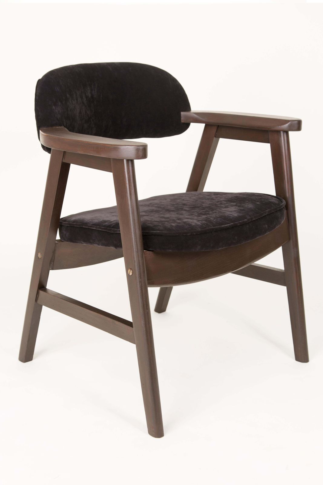 Set Van Vier 20e Eeuwse Buffalo Stoelen Van Zwart Hout En Fluweel, Jaren 1960 photo 3822.0