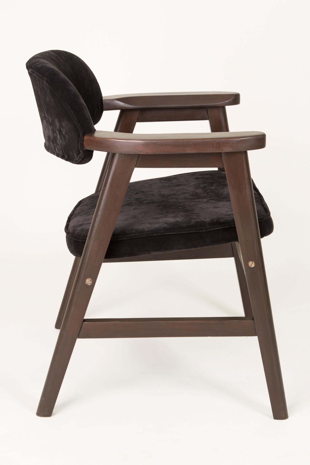 Set Of Four 20th Century Buffalo Black Wood And Velvet Chairs, 1960s photo buy
