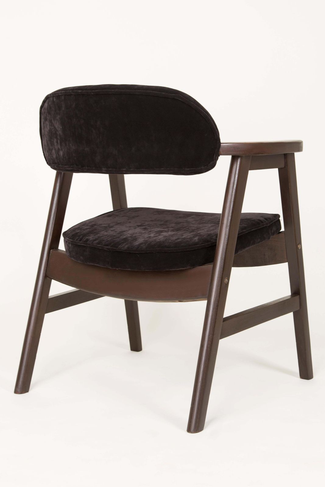 photo furniture Set Van Vier 20e Eeuwse Buffalo Stoelen Van Zwart Hout En Fluweel, Jaren 1960