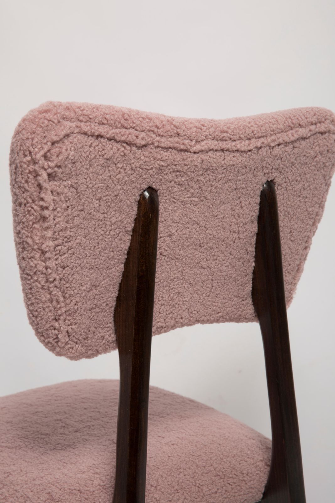 photo for sale Set Of Six Mid Century Butterfly Dining Chairs, Pink Boucle, Europe, 1960s