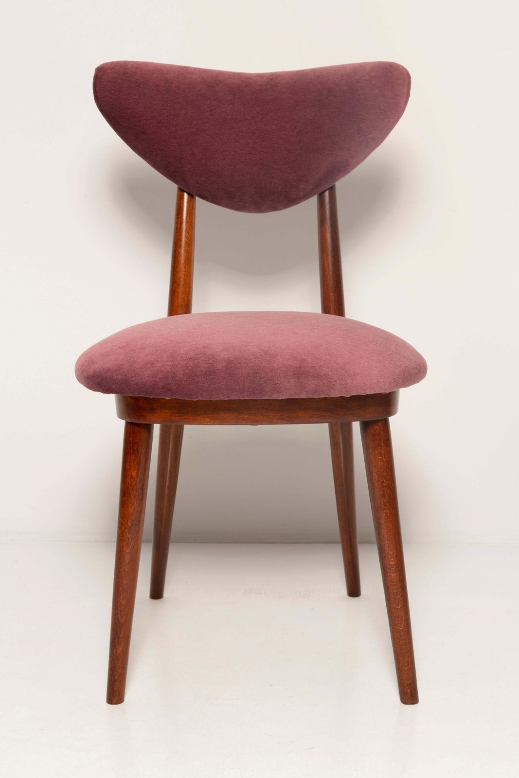 Set Of Eight Midcentury Plum Violet Velvet Heart Chairs, Europe, 1960s photo buy