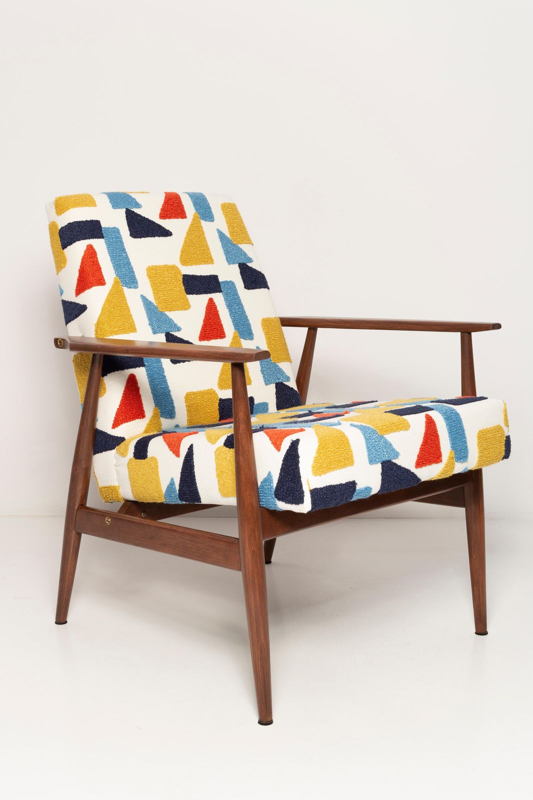 Mid Century Pop Art White Boucle Dante Armchair, H. Lis, , Poland, 1960s photo furniture