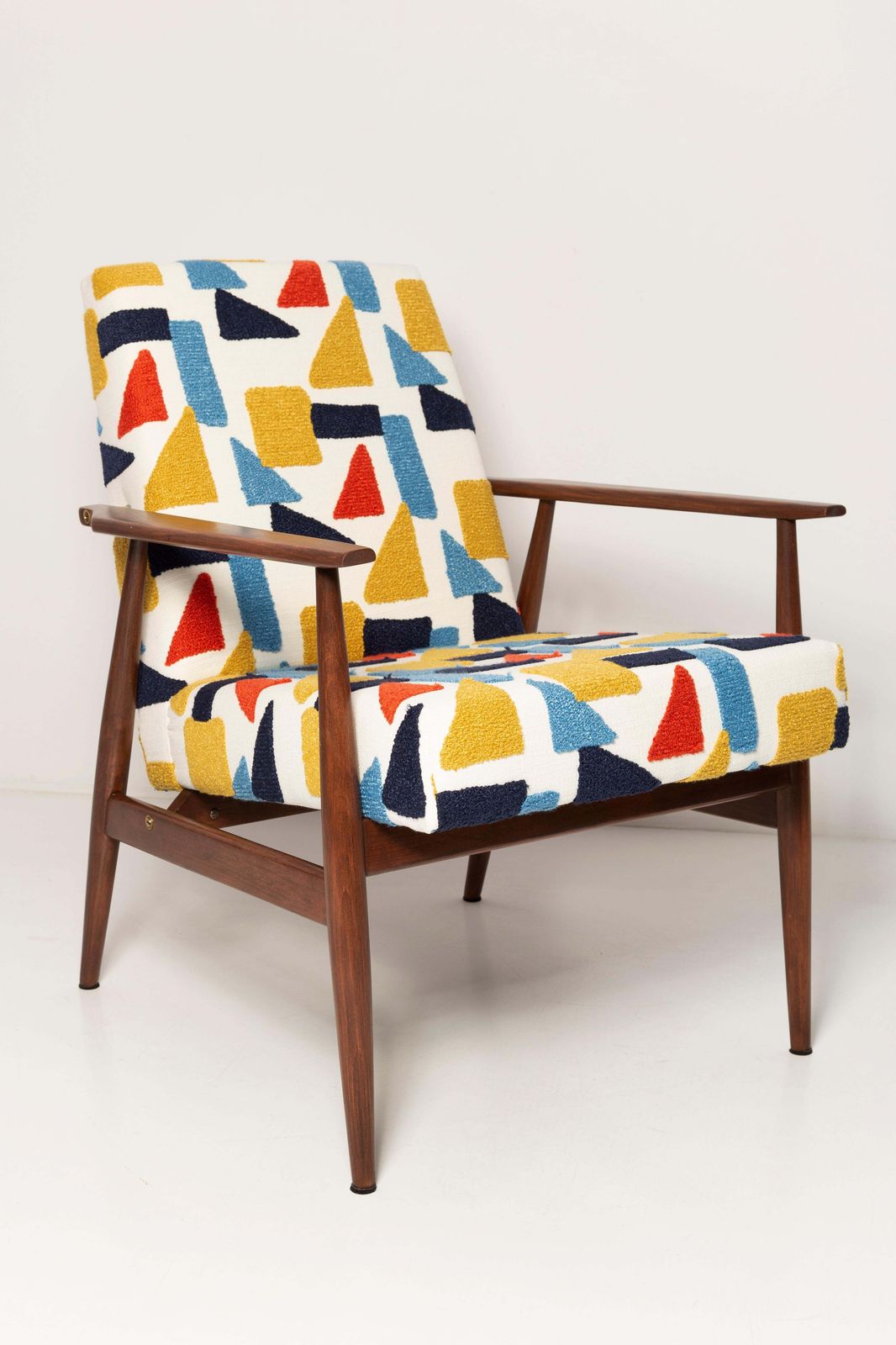 Mid Century Pop Art White Boucle Dante Armchair, H. Lis, , Poland, 1960s photo for sale