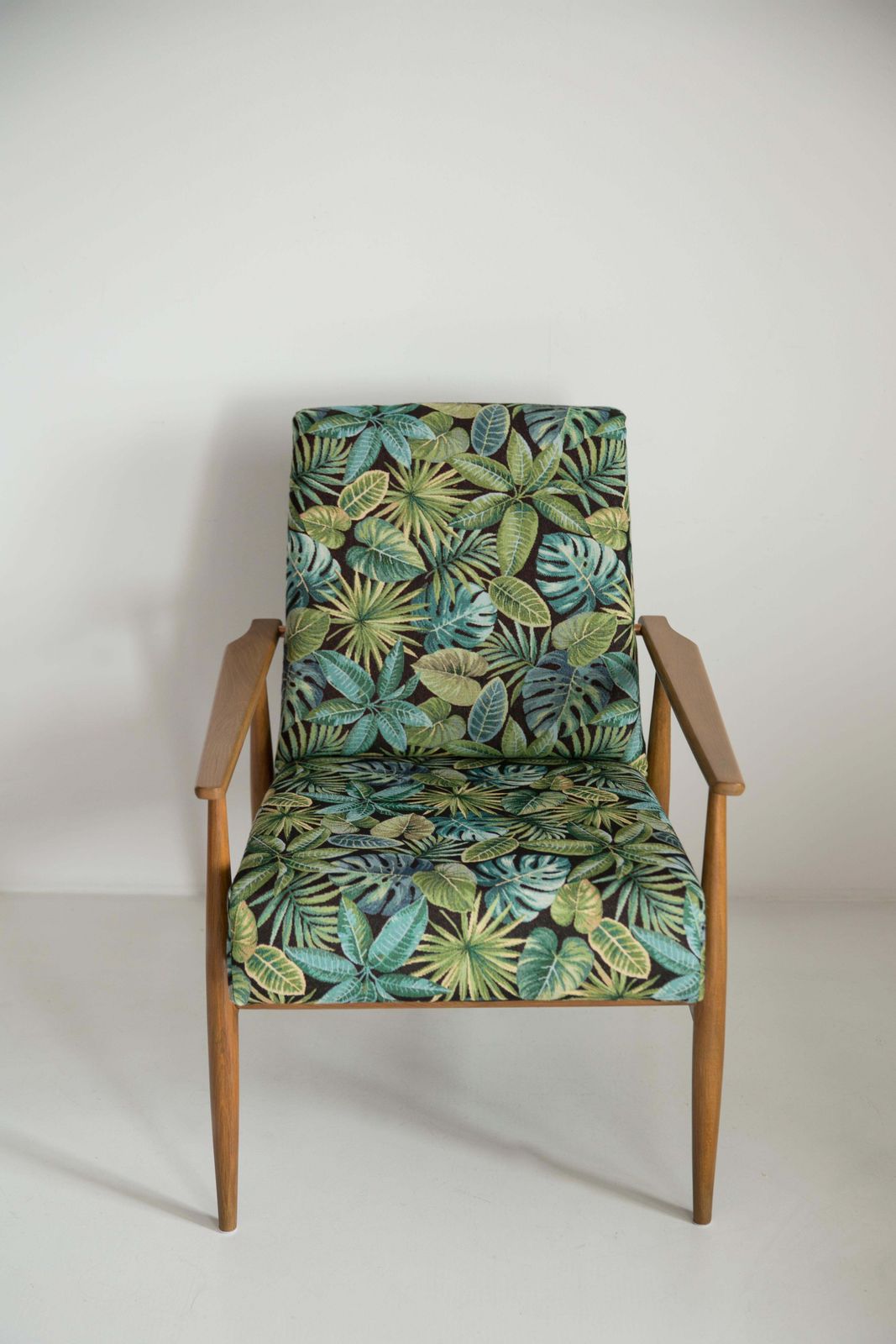 Mid Century Green Leaves Jacquard Dante Armchair, H. Lis, 1960s photo 1020.0