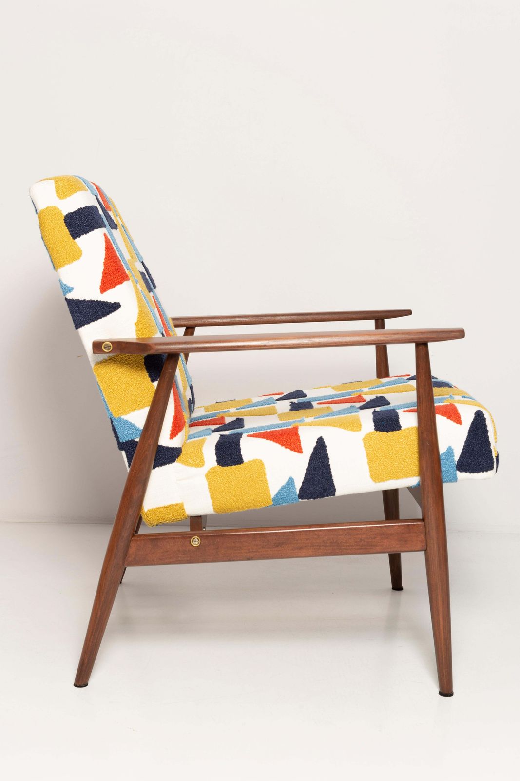 Mid Century Pop Art White Boucle Dante Armchair, H. Lis, , Poland, 1960s photo 1020.0