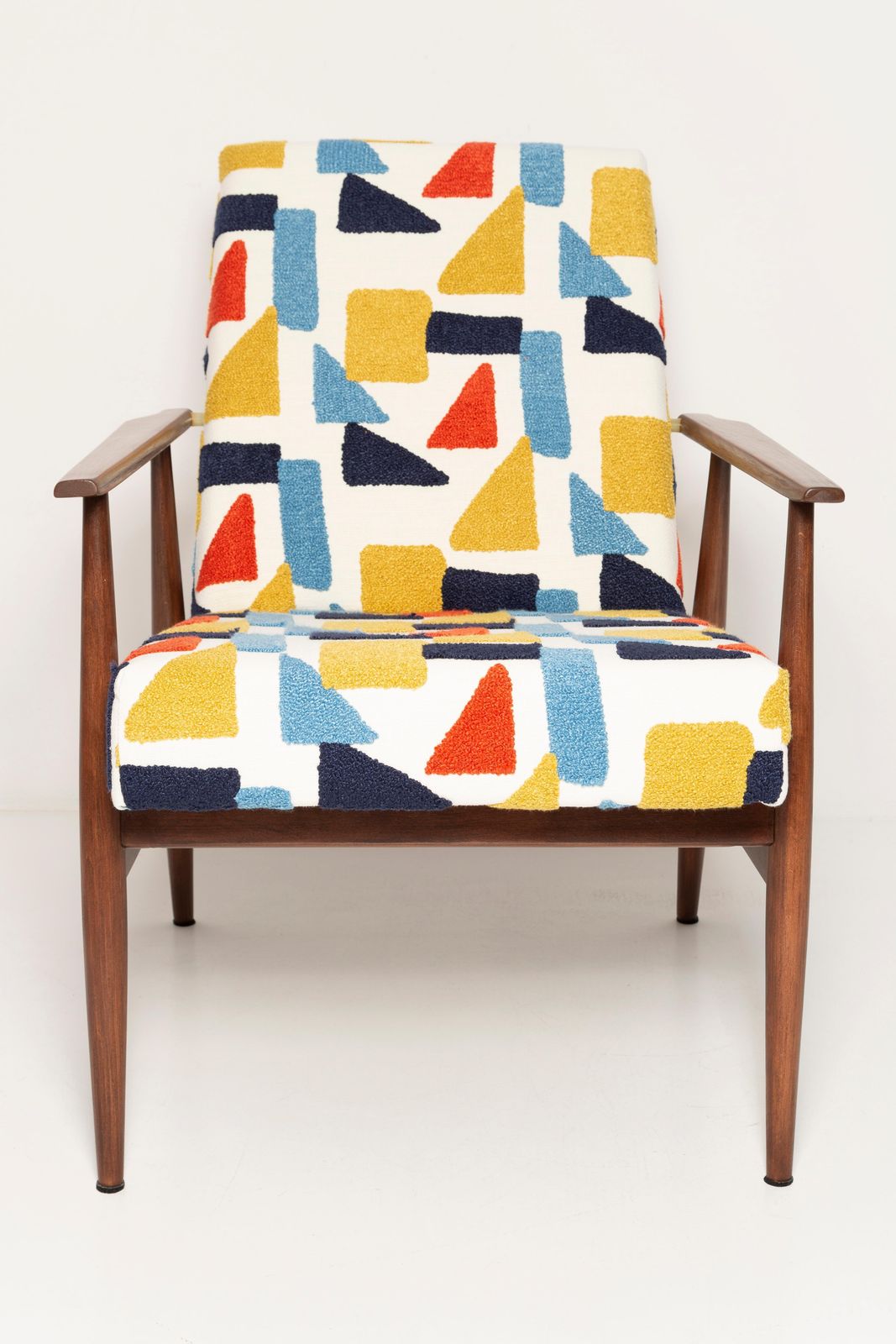 Mid Century Pop Art White Boucle Dante Armchair, H. Lis, , Poland, 1960s photo vintage
