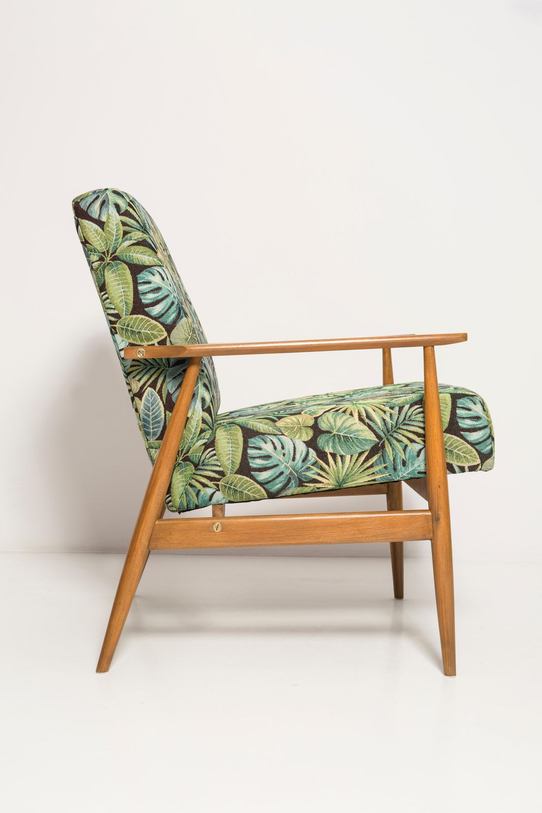 1020.0 Mid Century Green Leaves Jacquard Dante Armchair, H. Lis, 1960s photo