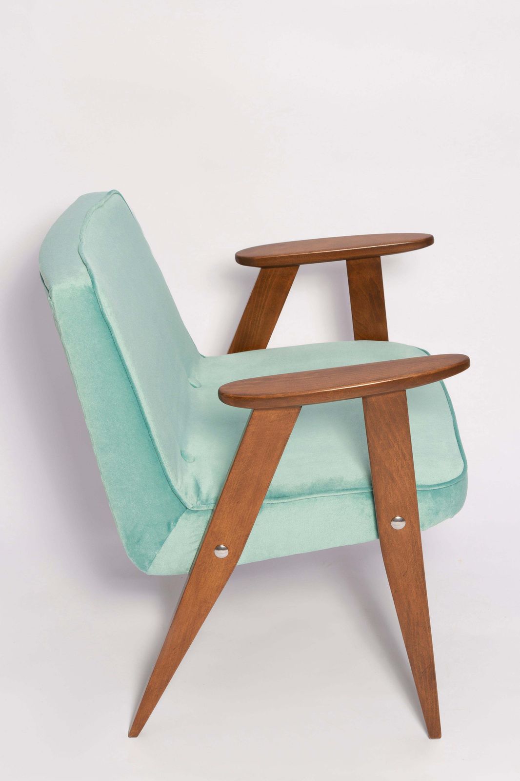 Mid Century 366 Armchair, Mint Green Velvet, By Jozef Chierowski, Europe, 1960s photo buy