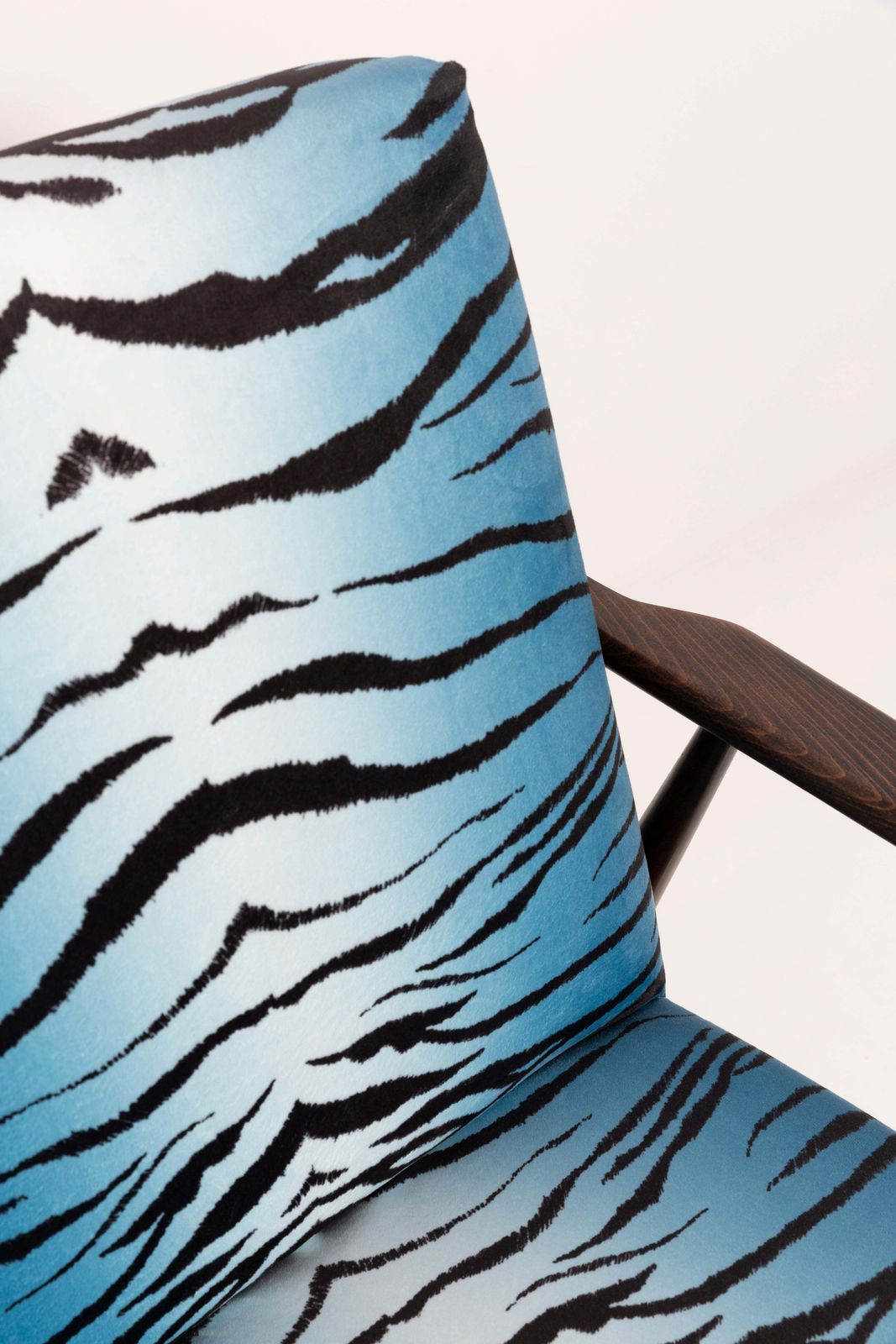 Mid Century Blue Zebra Print Velvet Dante Armchair, H. Lis, 1960s photo buy